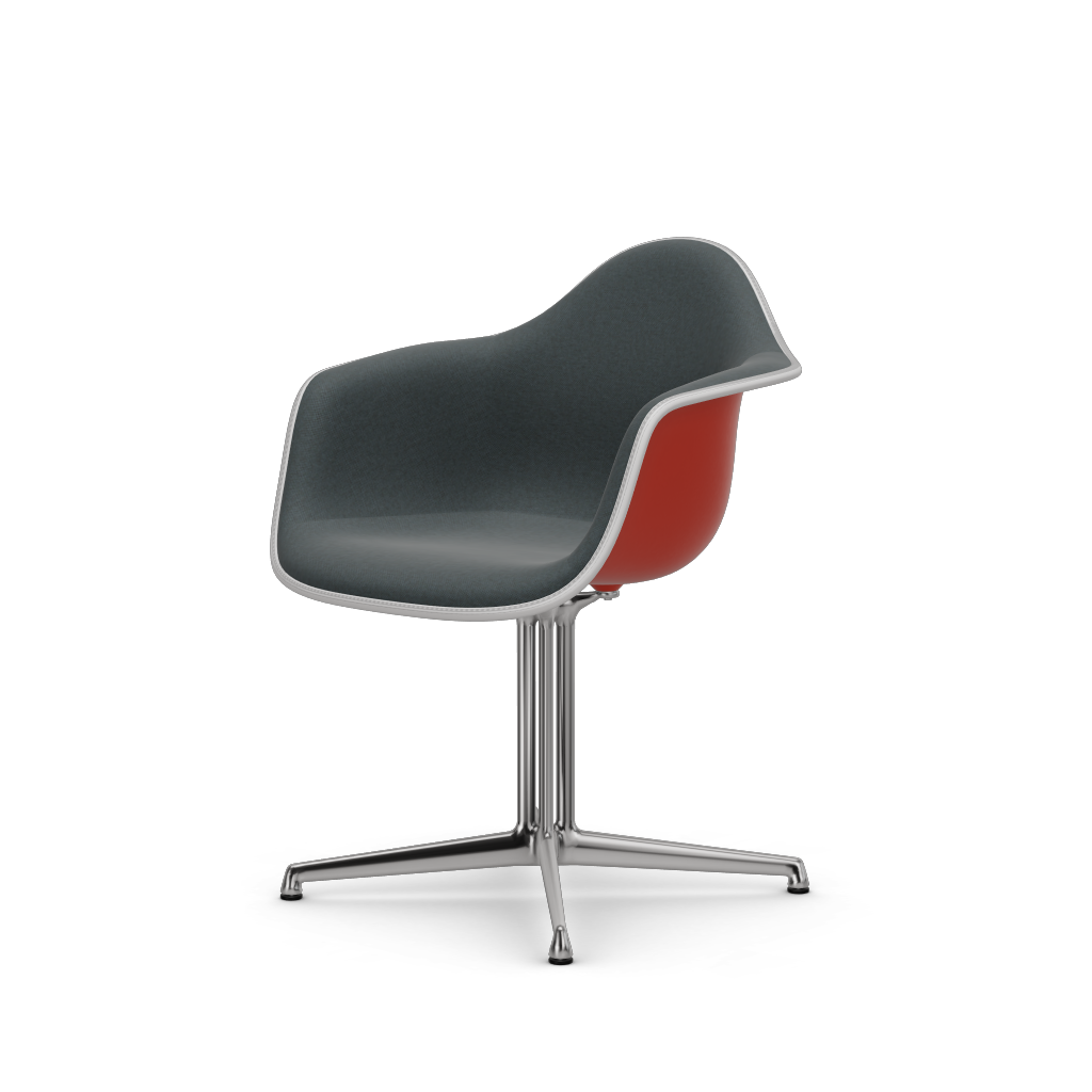 Eames Plastic Armchair DAL (with full upholstery) (Colour of seat shell - poppy red) (Request Info)