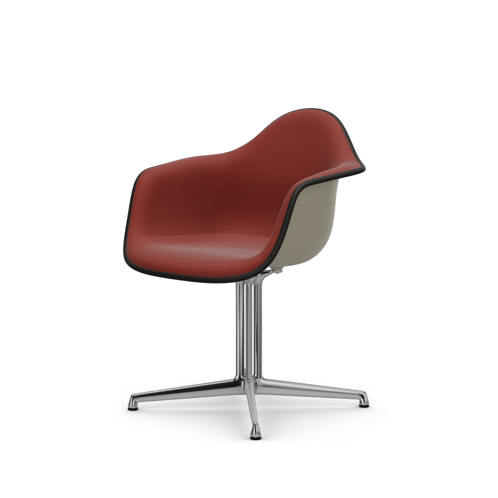 Eames Plastic Armchair DAL (with full upholstery) (Colour of seat shell - pebble) (Request Info)