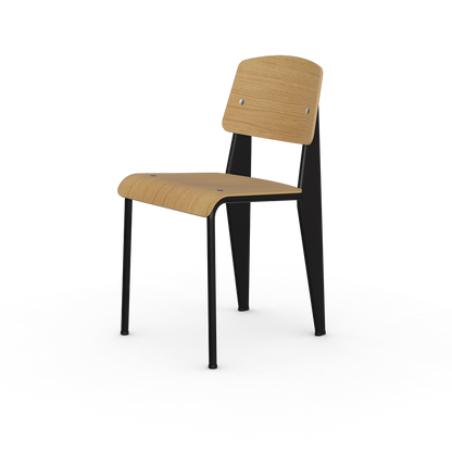 Standard Chair by Vitra #deep black powder-coated (smooth), black glides / natural oak, with protective varnish