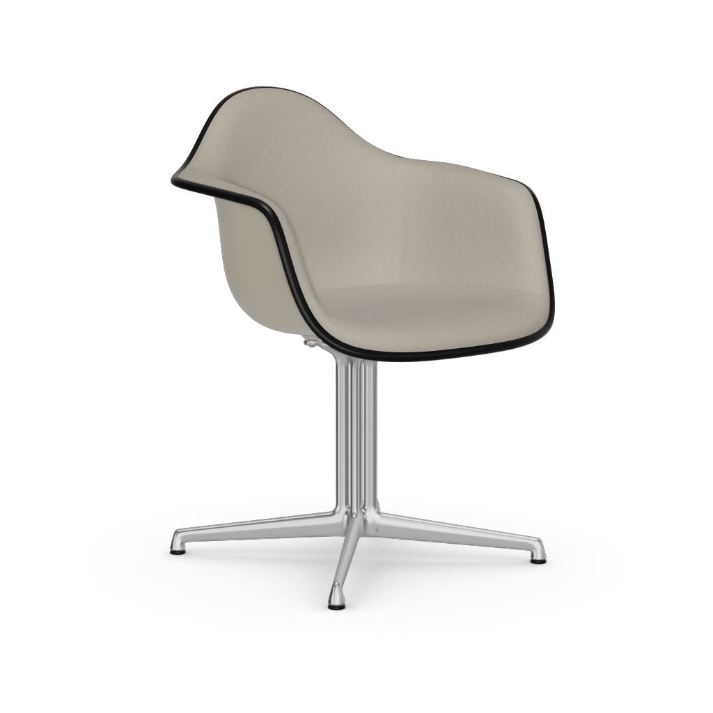 Eames Plastic Armchair DAL (with full upholstery) (Colour of seat shell - pebble) (Request Info)