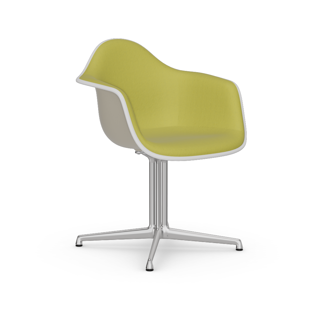 Eames Plastic Armchair DAL (with full upholstery) (Colour of seat shell - pebble) (Request Info)