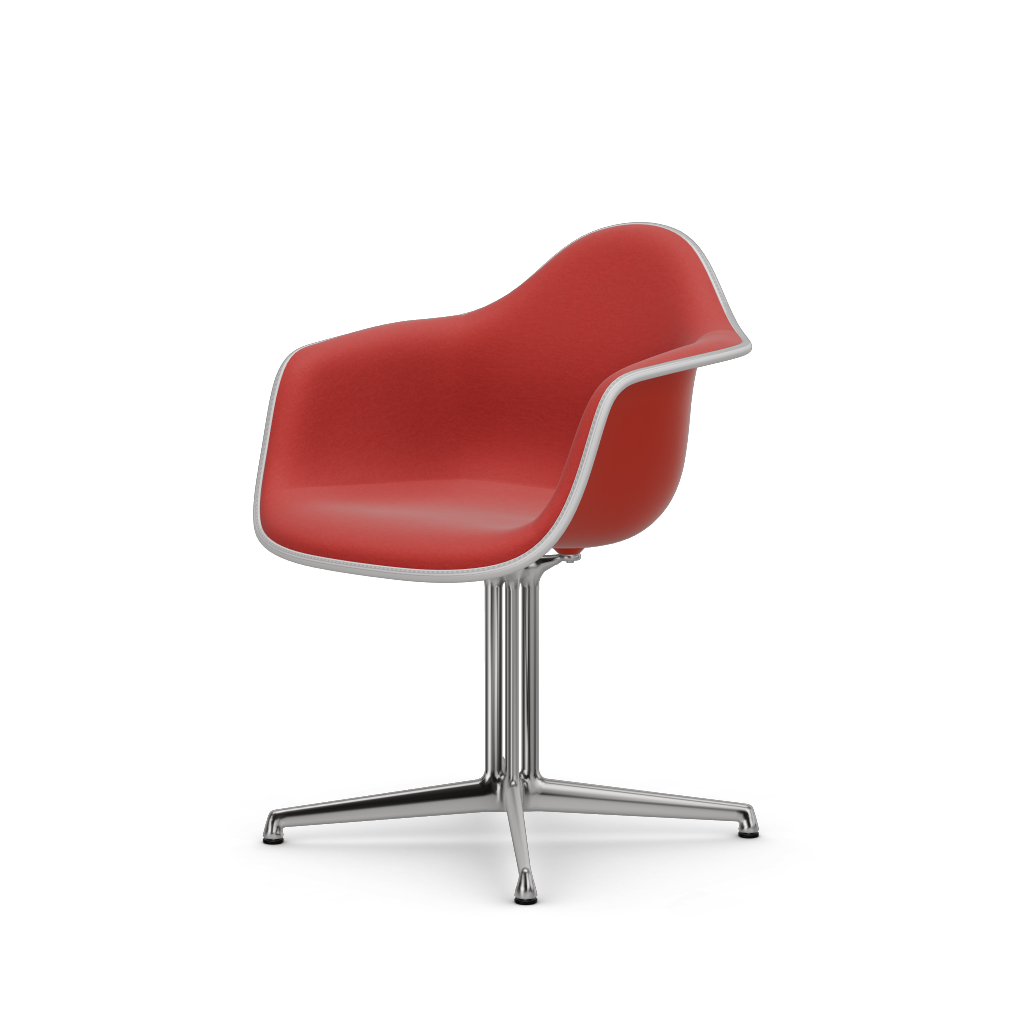 Eames Plastic Armchair DAL (with full upholstery) (Colour of seat shell - poppy red) (Request Info)