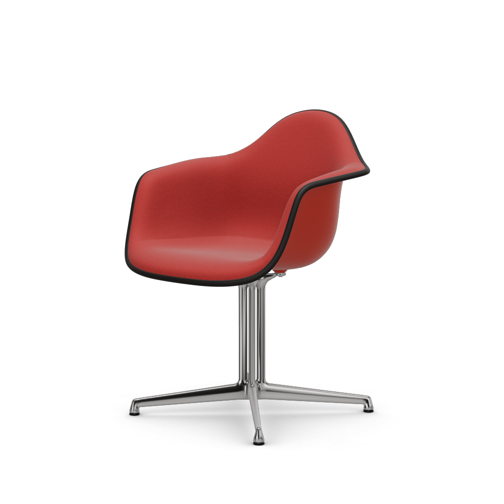 Eames Plastic Armchair DAL (with full upholstery) (Colour of seat shell - poppy red) (Request Info)