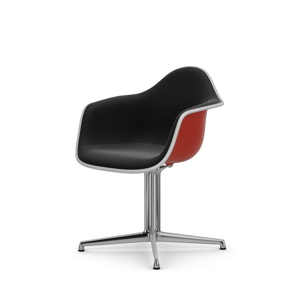 Eames Plastic Armchair DAL (with full upholstery) (Colour of seat shell - poppy red) (Request Info)