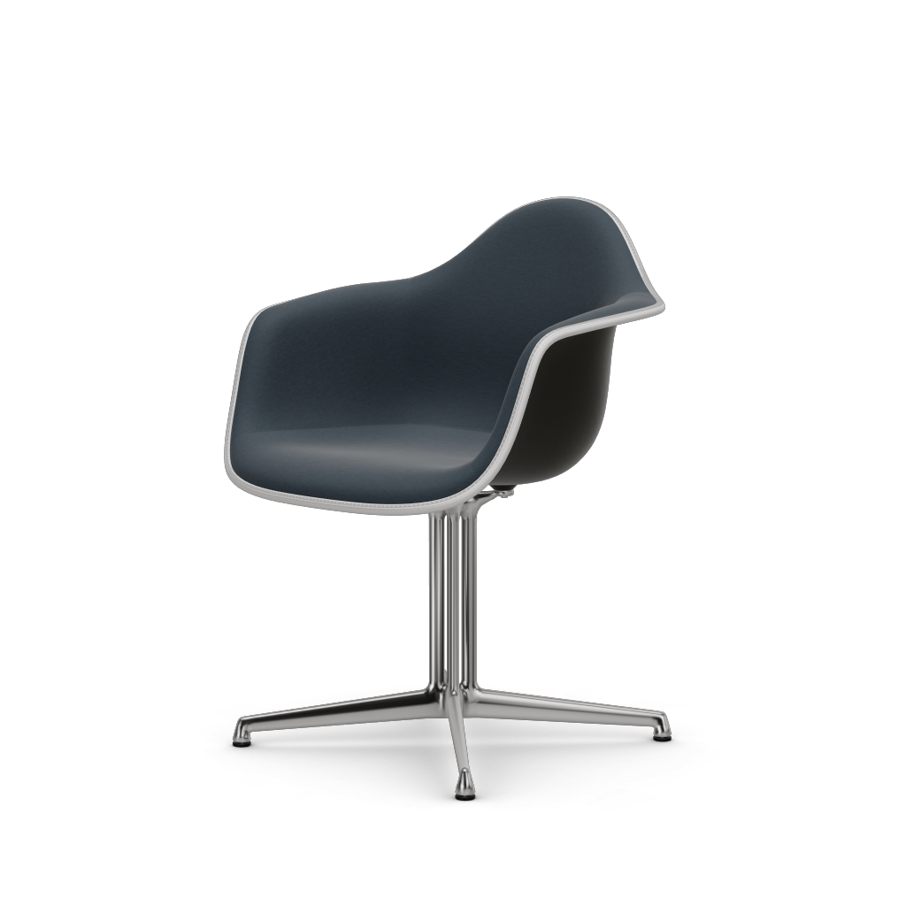 Eames Plastic Armchair DAL (with full upholstery) (Colour of seat shell - deep black) (Request Info)