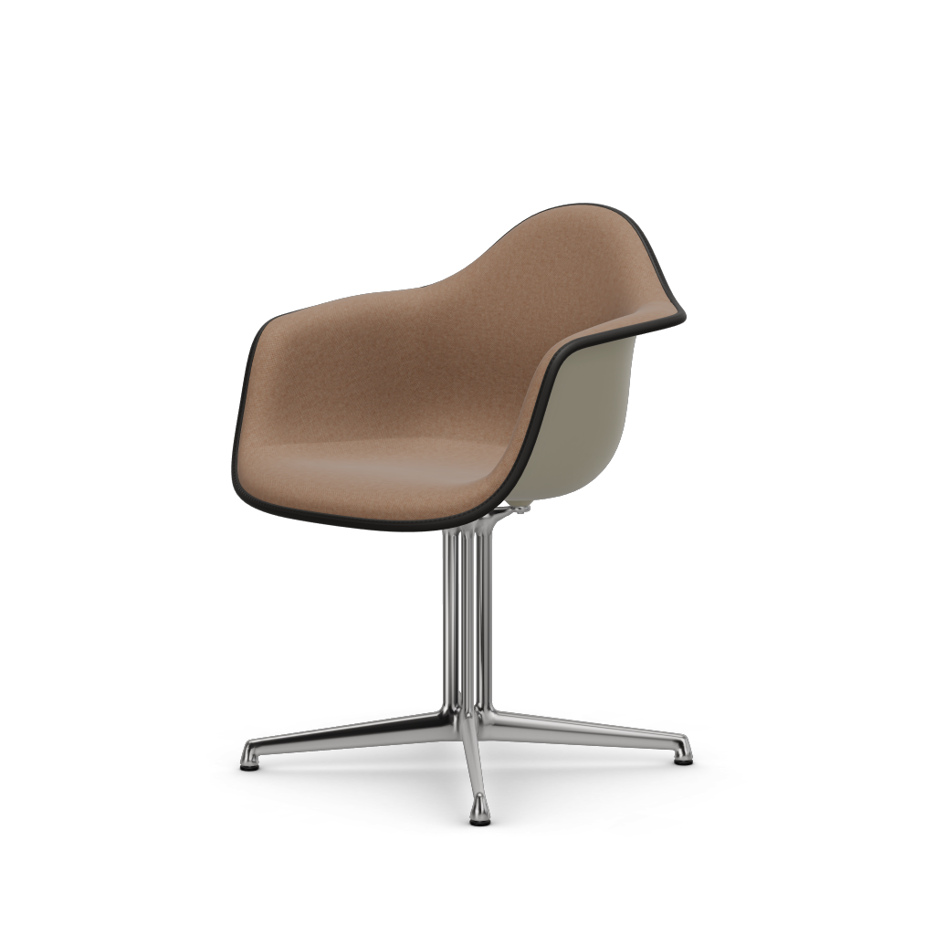 Eames Plastic Armchair DAL (with full upholstery) (Colour of seat shell - pebble) (Request Info)