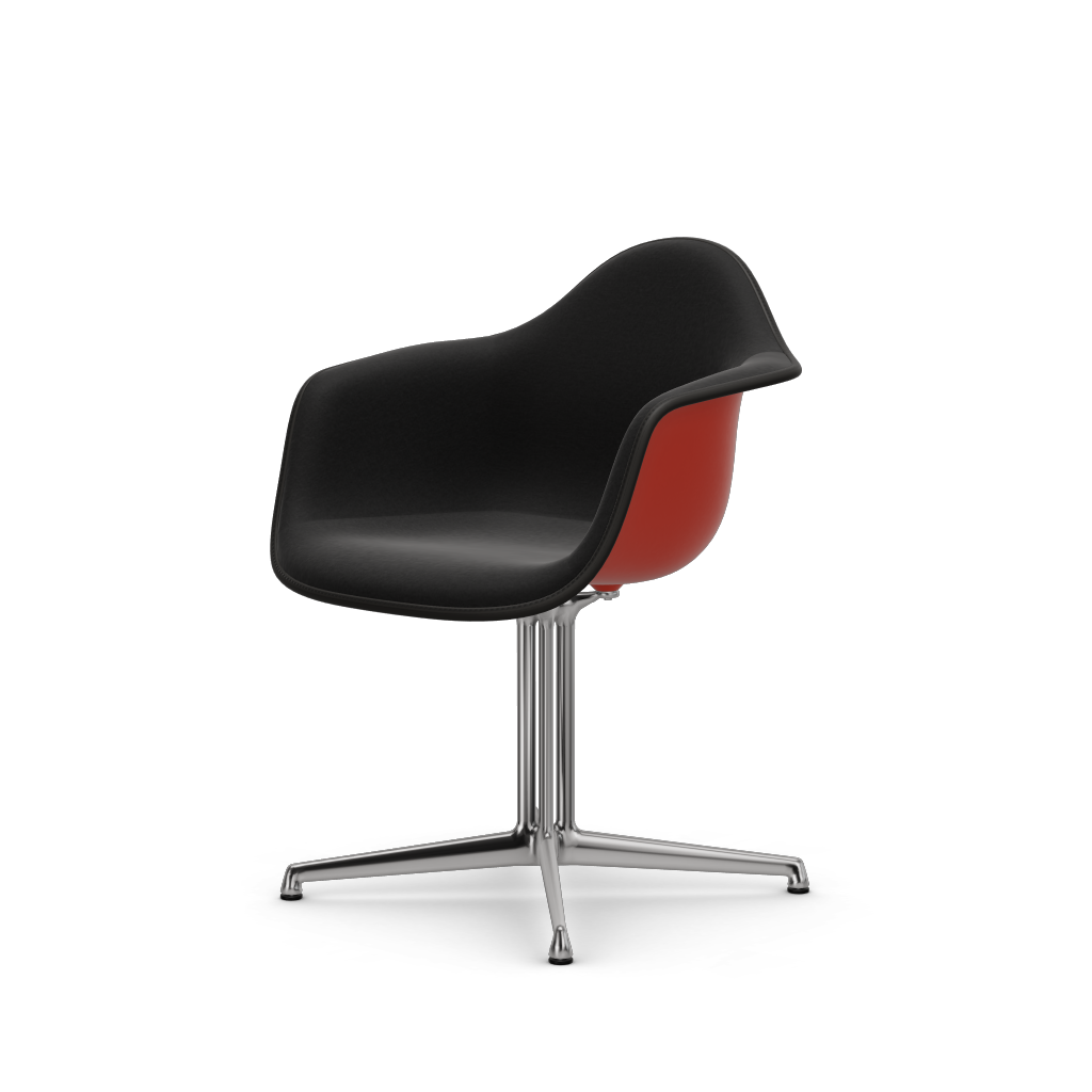 Eames Plastic Armchair DAL (with full upholstery) (Colour of seat shell - poppy red) (Request Info)