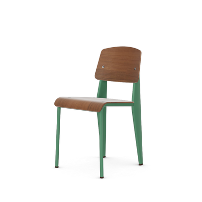 Standard Chair by Vitra #Prouvé Blé Vert powder-coated (smooth), brown glides / walnut, black pigmented