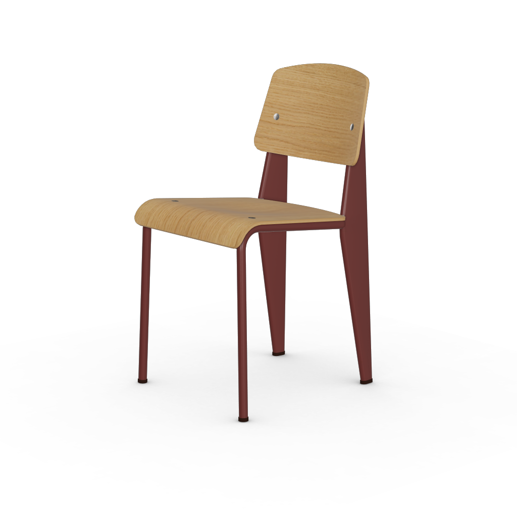 Standard Chair by Vitra #Japanese red powder-coated (smooth), brown glides / natural oak, with protective varnish