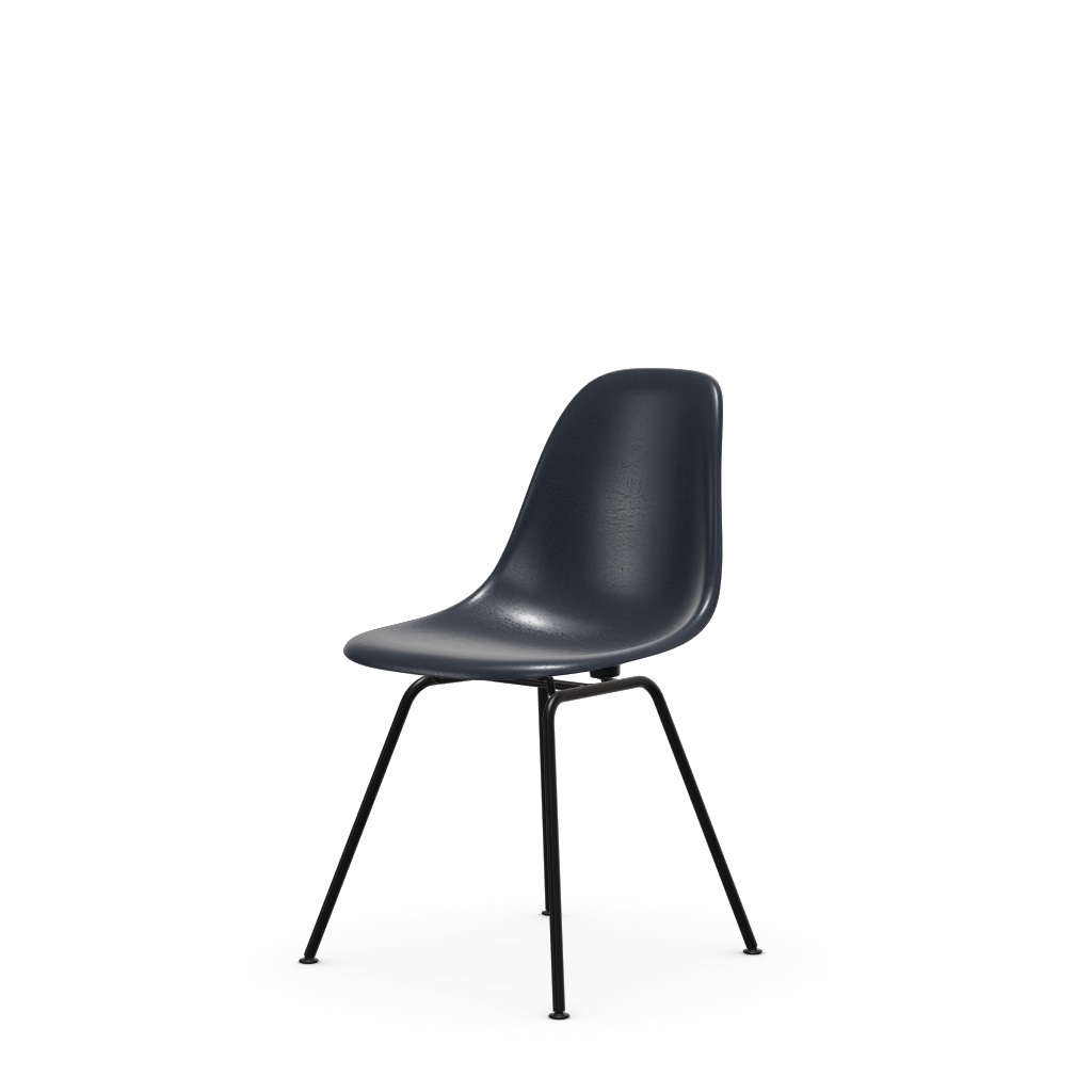 Eames Fiberglass Side Chair Dsx (Without Upholstery) by Vitra #powder-coated basic dark / Eames navy blue