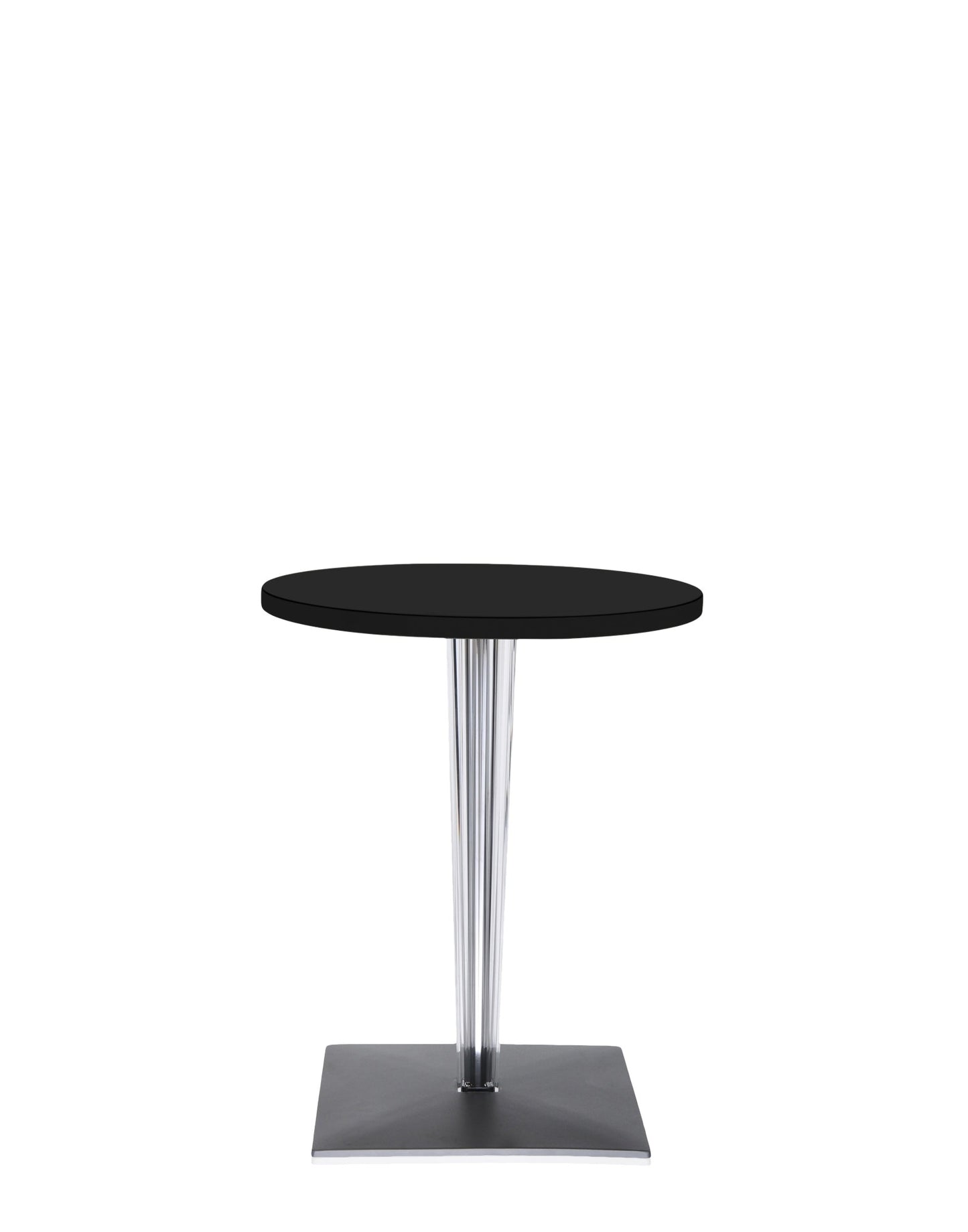 Top Top Round Outdoor Bar Table by Kartell #BLACK MELAMINE/60 cm/Transparent PMMA with chrome-plated steel internal