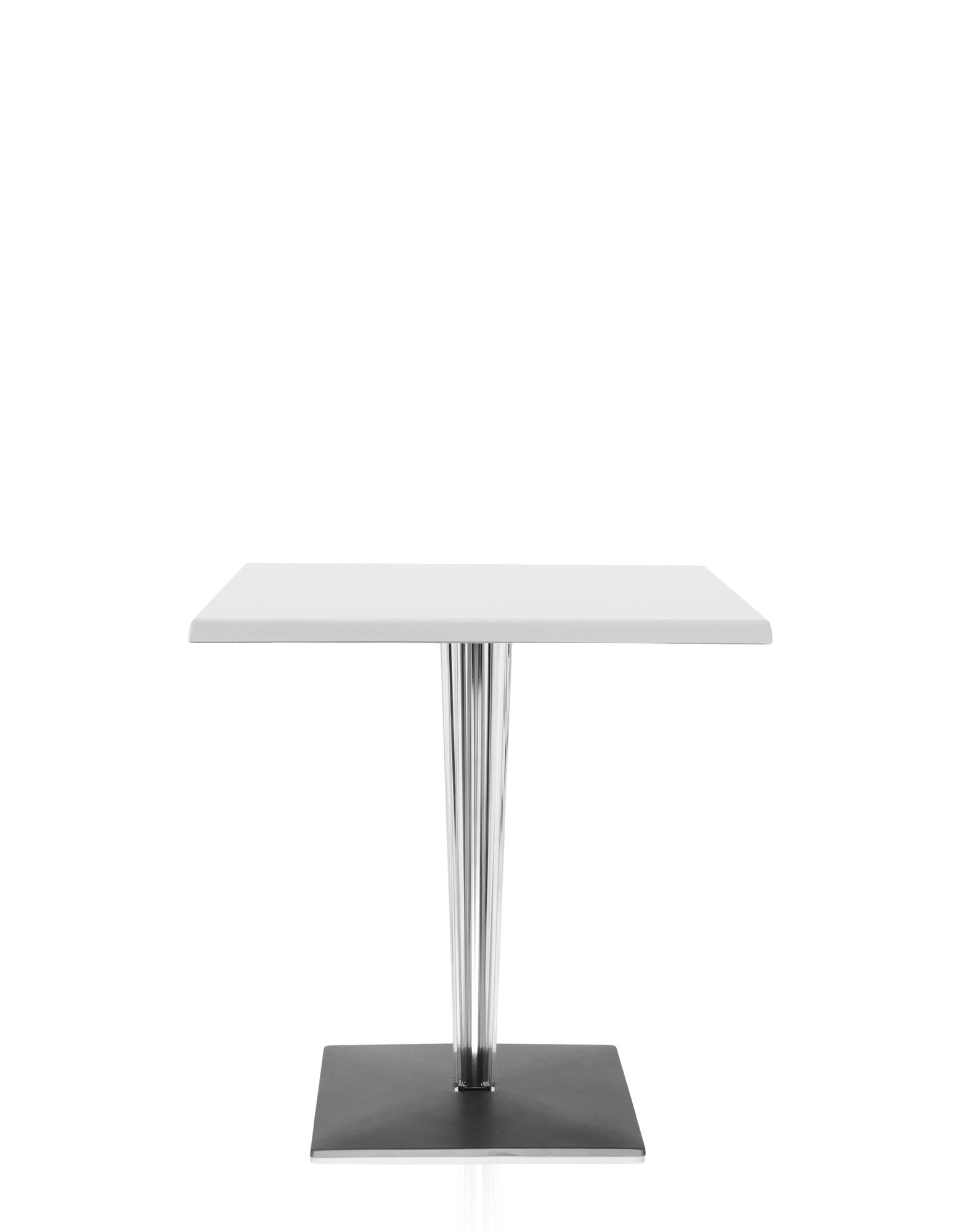 Top Top Square Bar Table by Kartell #WHITE MELAMINE/60 cm/Transparent PMMA with chrome-plated steel internal