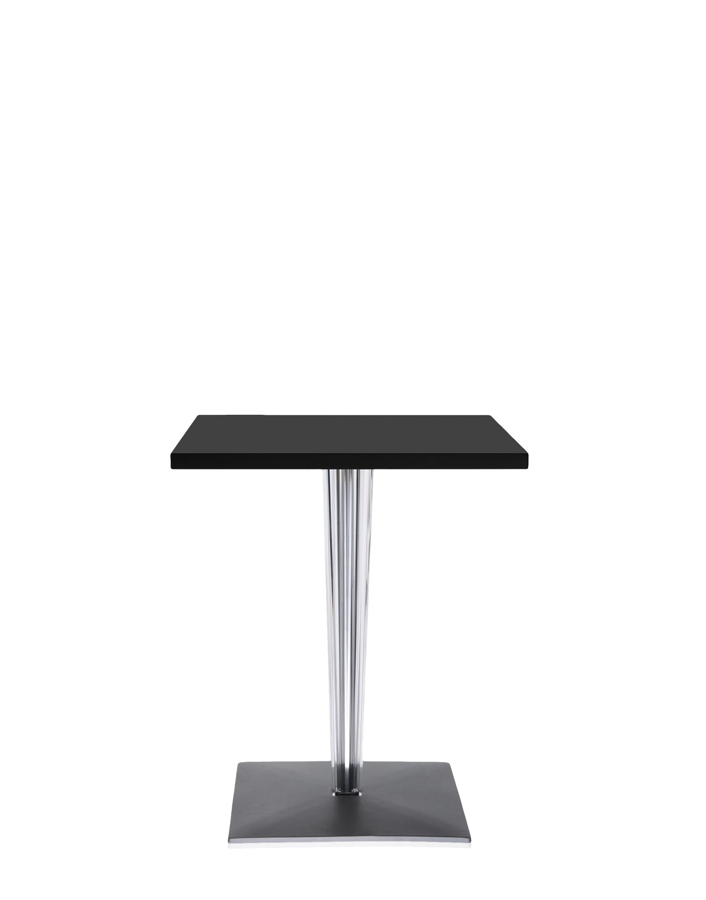 Top Top Square Bar Table by Kartell #BLACK MELAMINE/60 cm/Transparent PMMA with chrome-plated steel internal