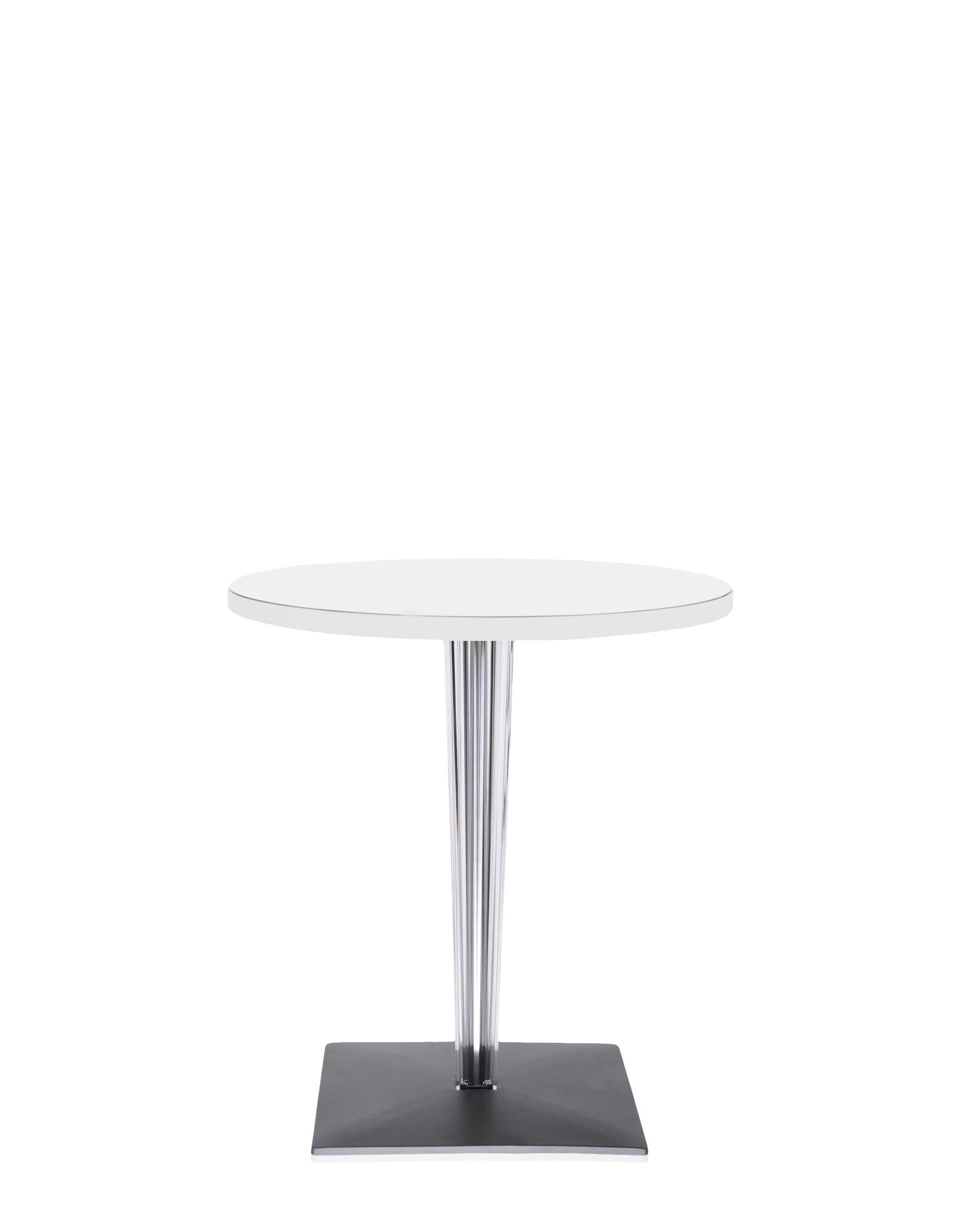 Top Top Round Outdoor Bar Table by Kartell #WHITE MELAMINE/70 cm/Transparent PMMA with chrome-plated steel internal