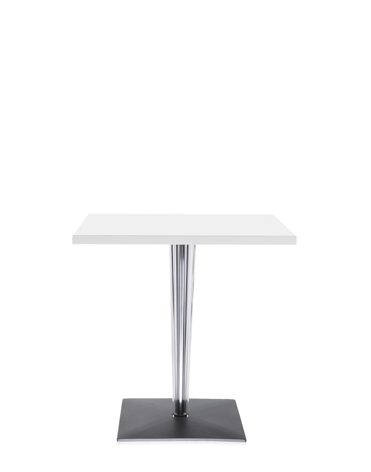 Top Top Square Bar Table by Kartell #WHITE MELAMINE/70 cm/Transparent PMMA with chrome-plated steel internal