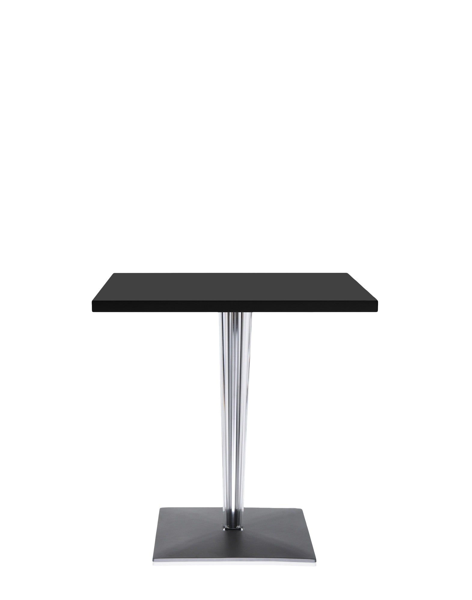 Top Top Square Bar Table by Kartell #BLACK MELAMINE/70 cm/Transparent PMMA with chrome-plated steel internal