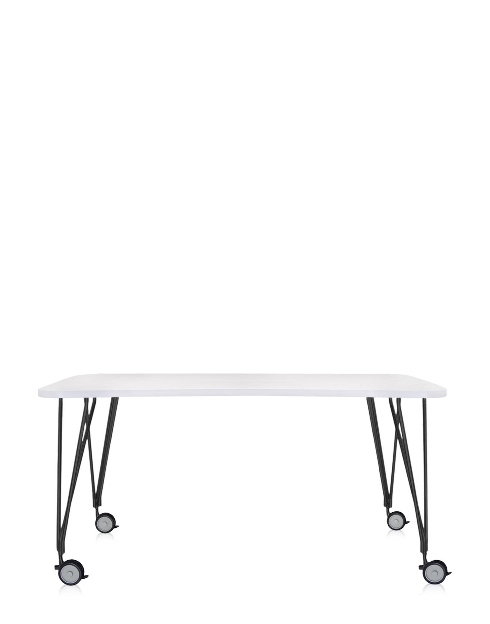 Max Desk (with Wheels) by Kartell #WHITE ZINC/BLACK/160x80 cm/