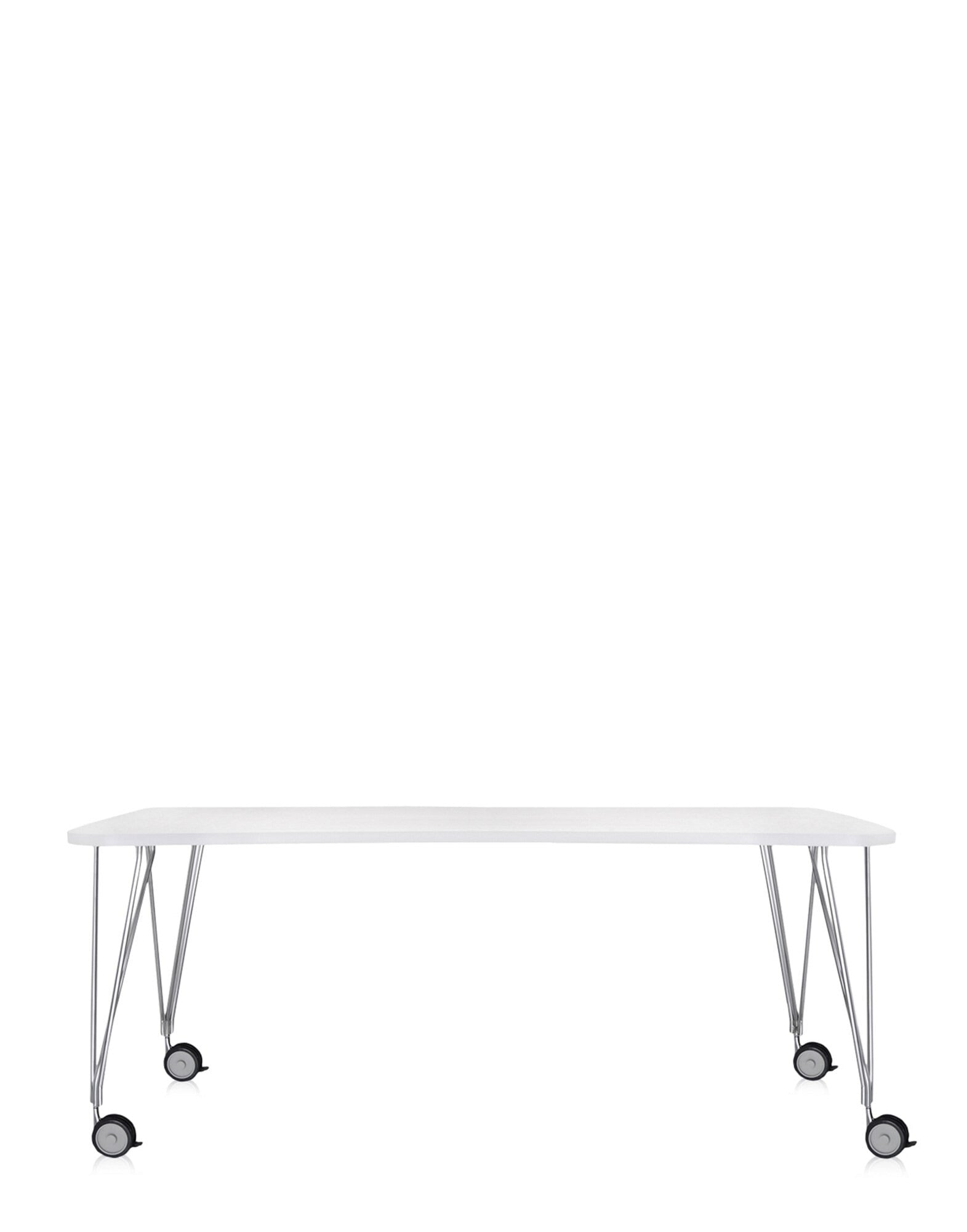 Max Desk (with Wheels) by Kartell #WHITE ZINC/CHROMIUM/190X90 cm/