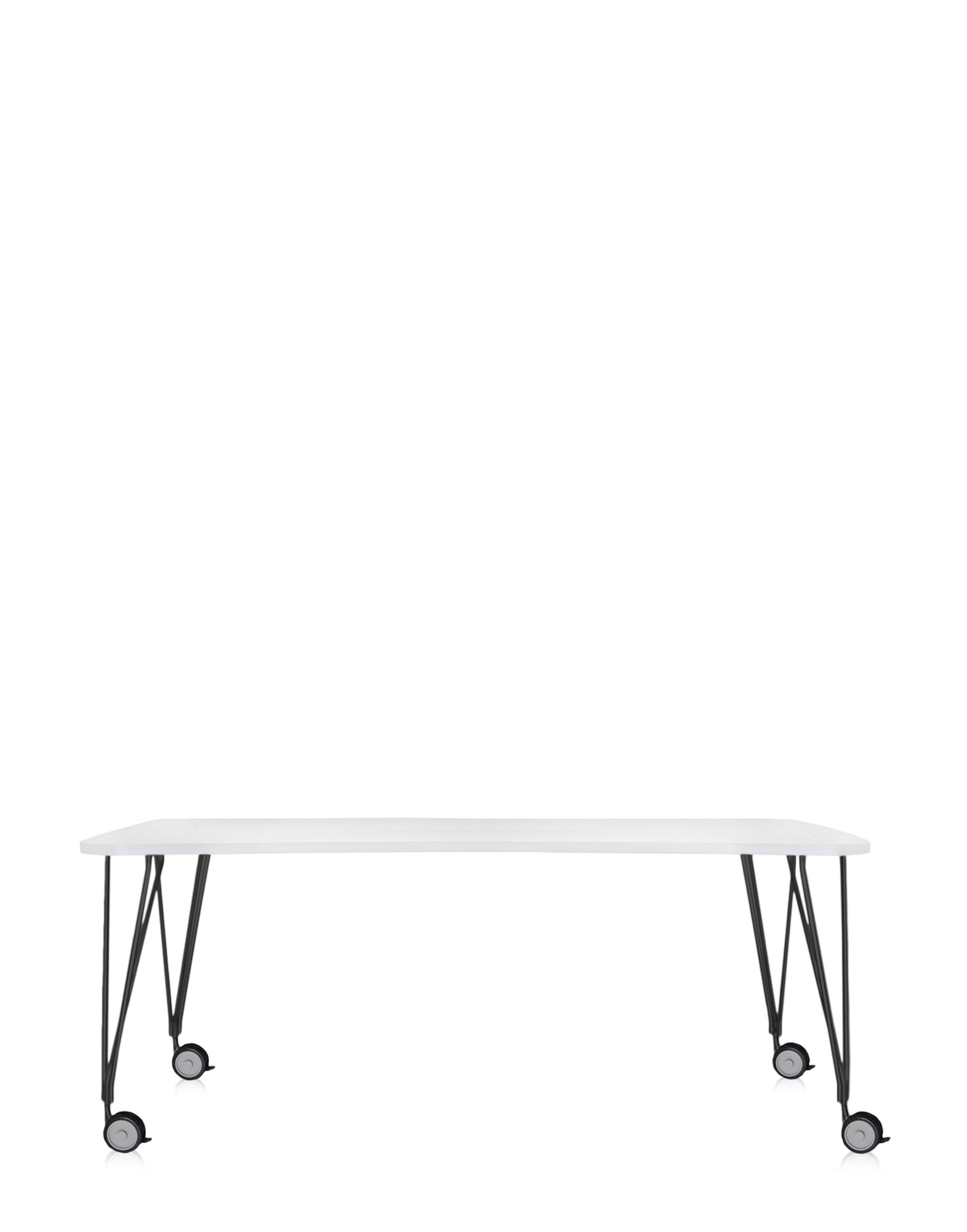 Max Desk (with Wheels) by Kartell #WHITE ZINC/BLACK/190X90 cm/