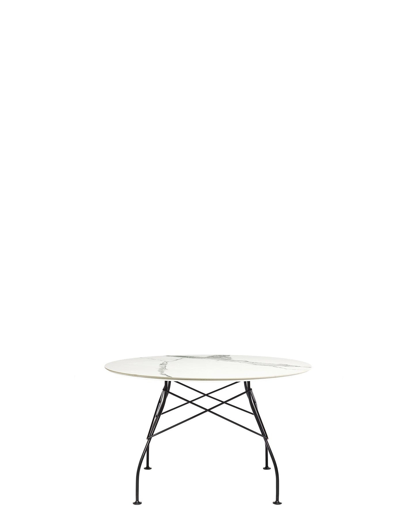 Glossy Marble Round Table by Kartell #WHITE MARBLE/MATT BLACK PAINTEED STEEL/