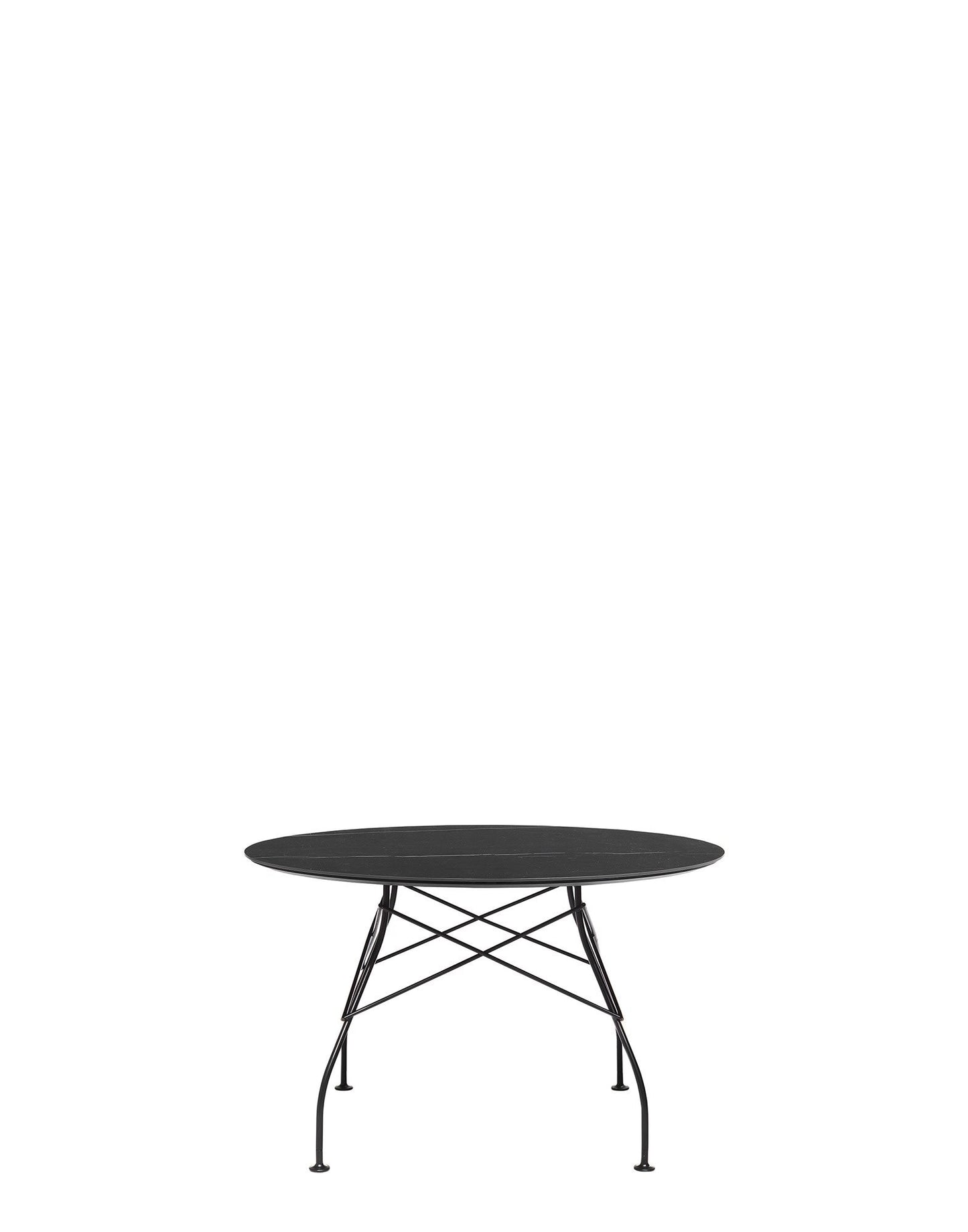 Glossy Marble Round Table by Kartell #BLACK MARBLE/MATT BLACK PAINTEED STEEL/