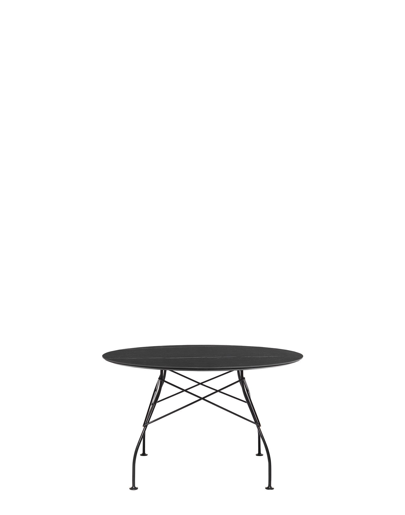 Glossy Marble Round Table by Kartell #BLACK MARBLE/MATT BLACK PAINTEED STEEL/