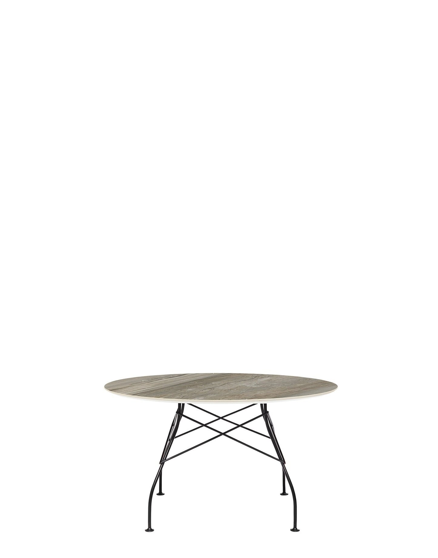 Glossy Round Table by Kartell #TROPICAL GREY/MATT BLACK PAINTEED STEEL/