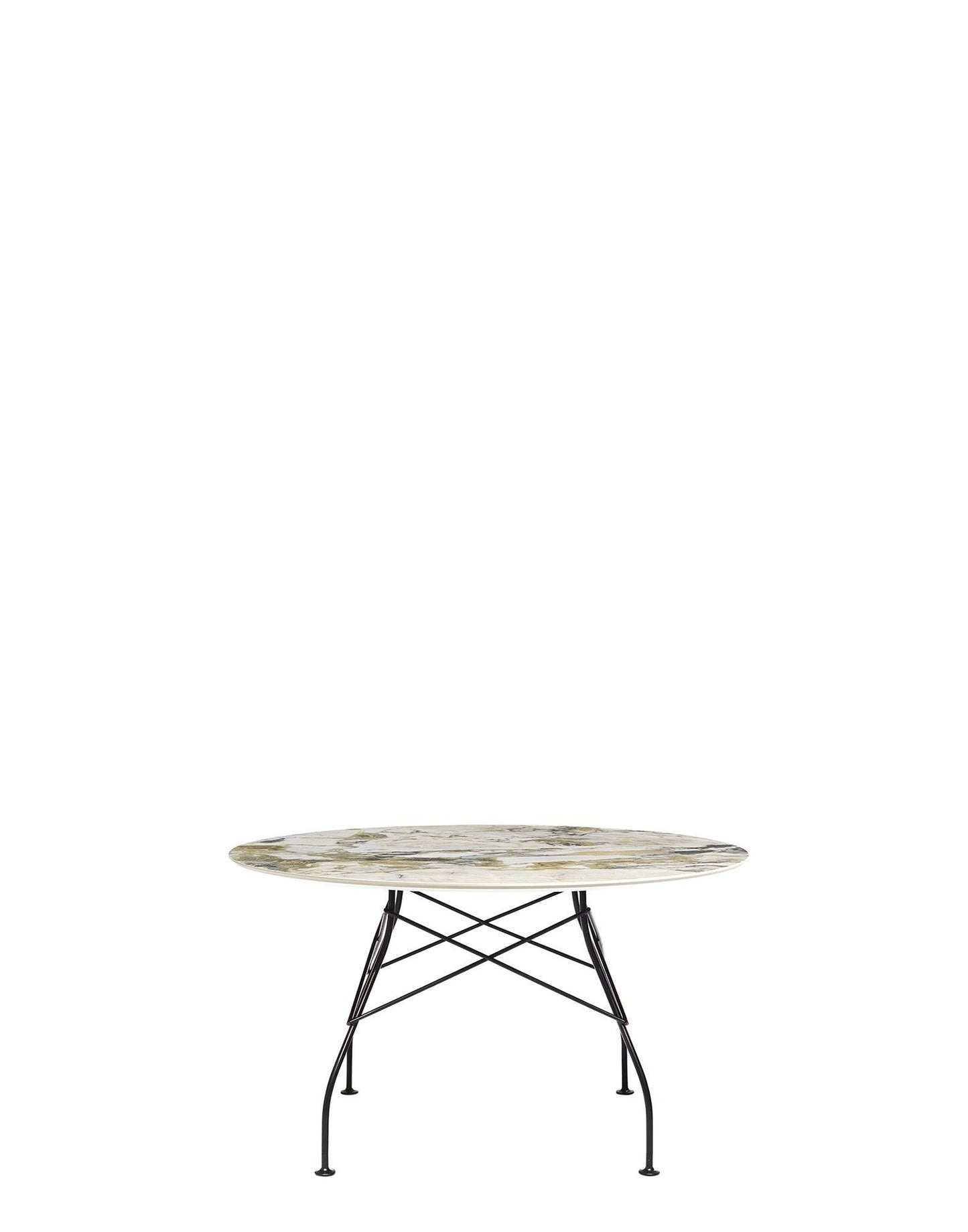 Glossy Round Table by Kartell #SYMPHONIE/MATT BLACK PAINTEED STEEL/