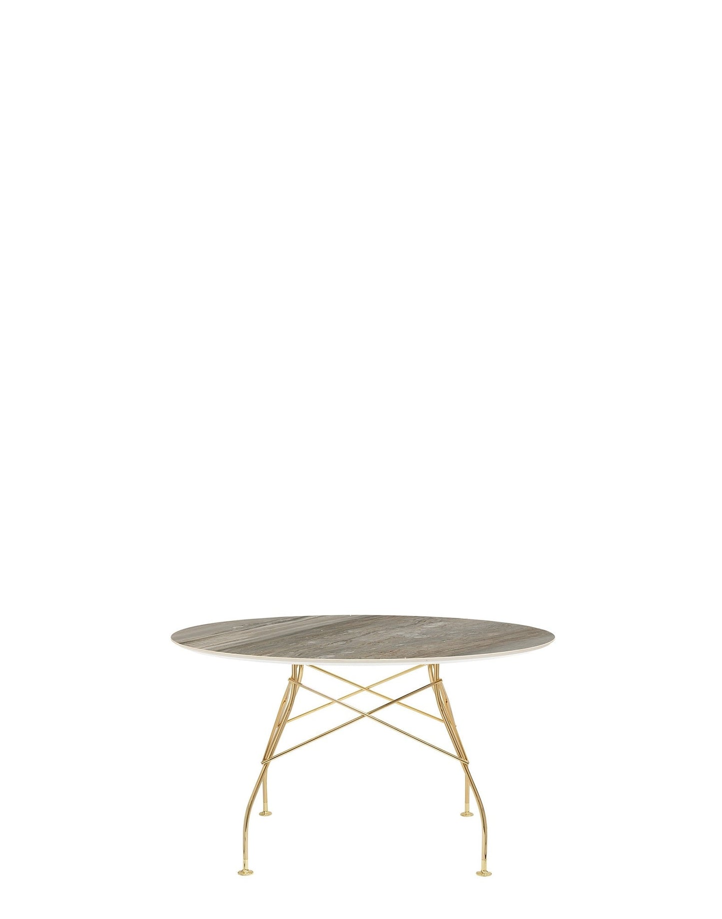 Glossy Round Table by Kartell #TROPICAL GREY/GOLD CHROME STEEL/