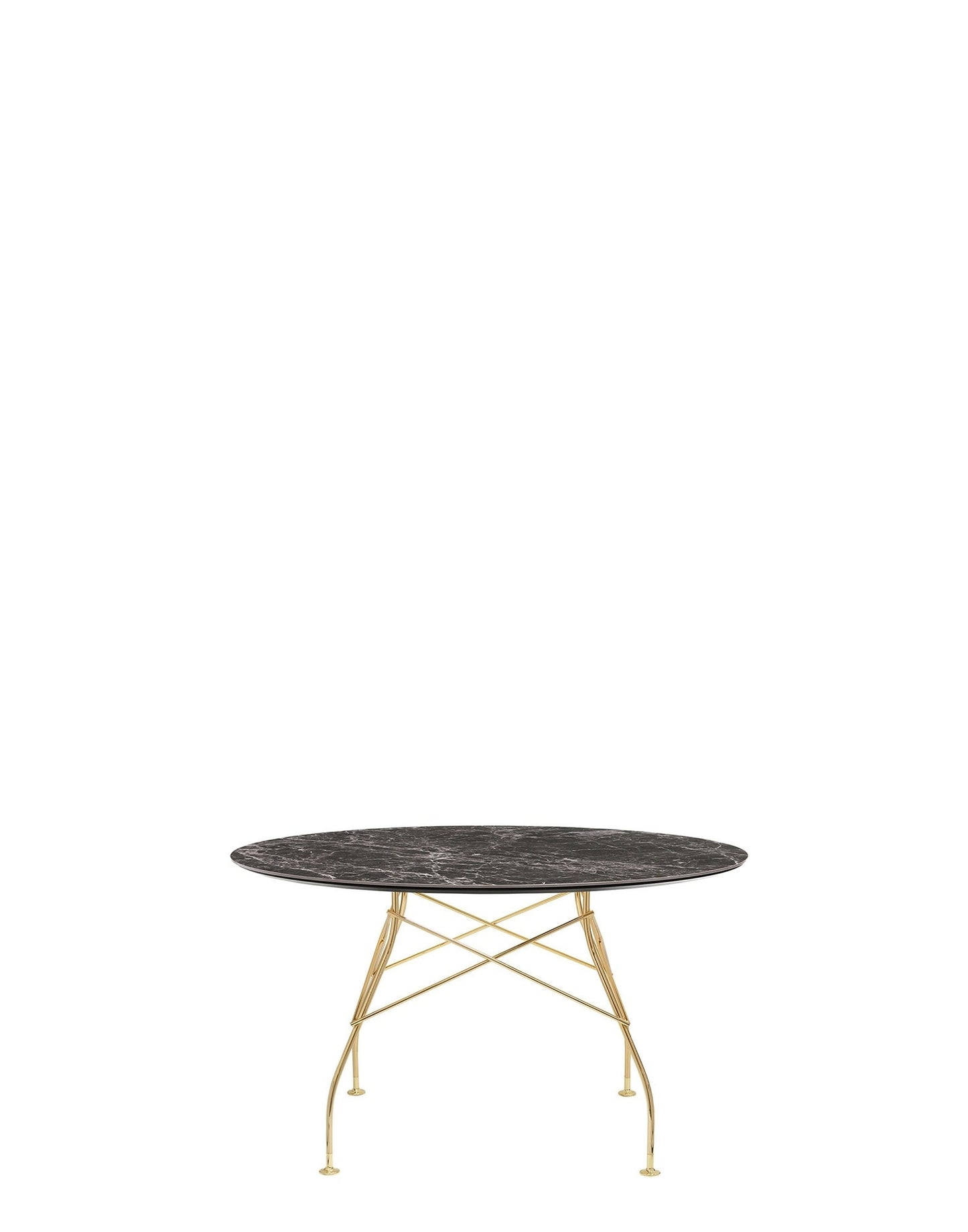 Glossy Round Table by Kartell #BROWN EMPERADOR/GOLD CHROME STEEL/