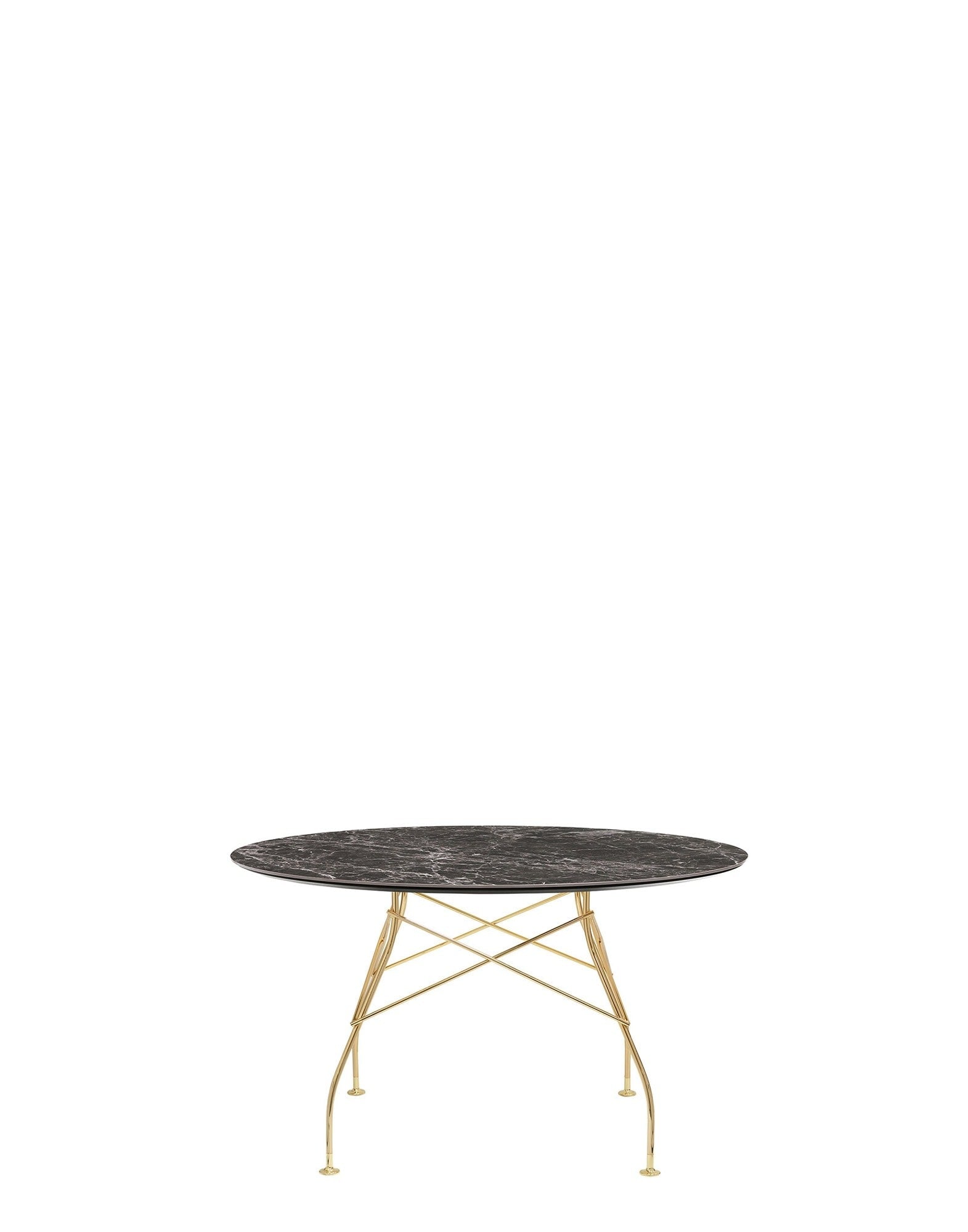 Glossy Round Table by Kartell #BROWN EMPERADOR/GOLD CHROME STEEL/