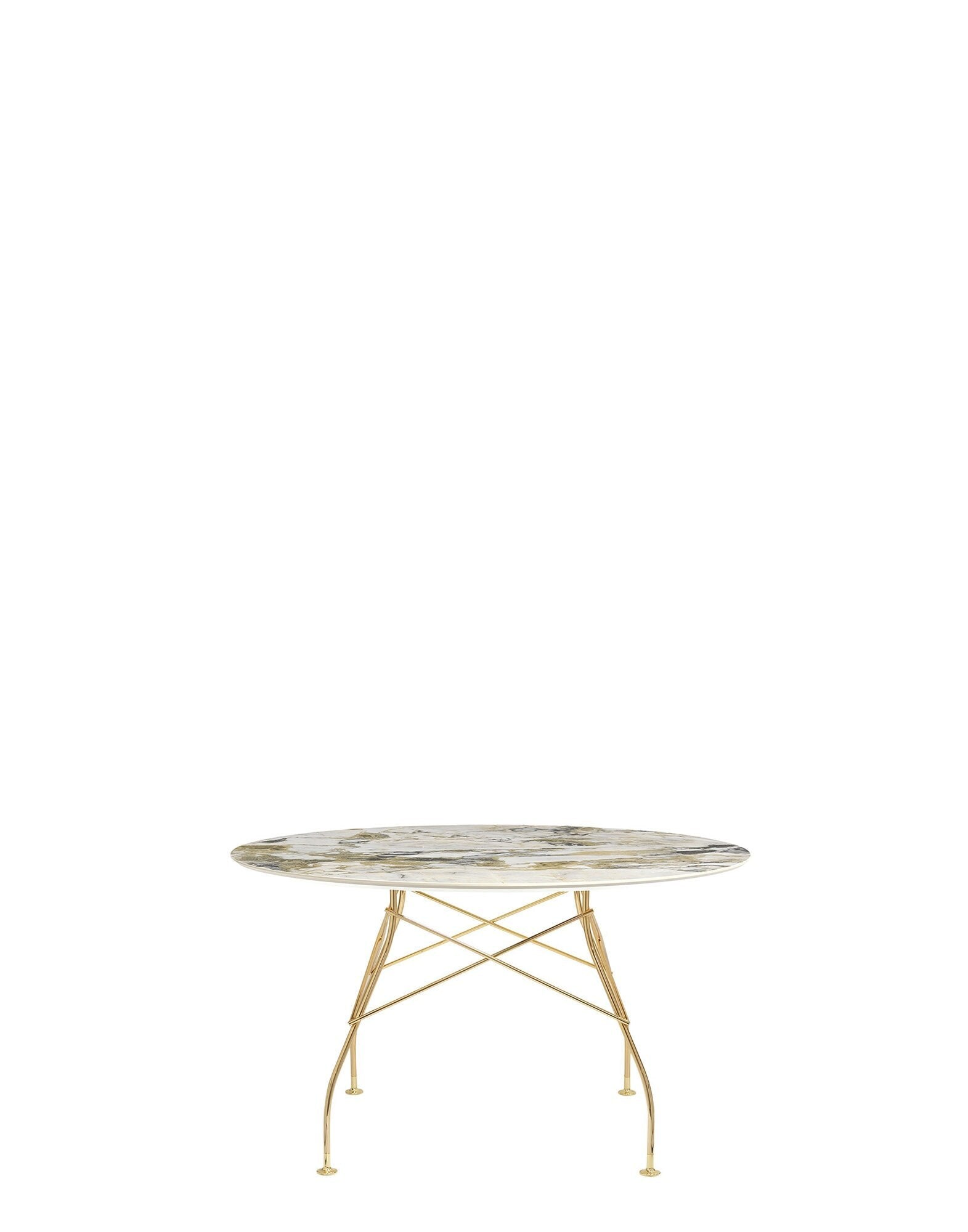 Glossy Round Table by Kartell #SYMPHONIE/GOLD CHROME STEEL/