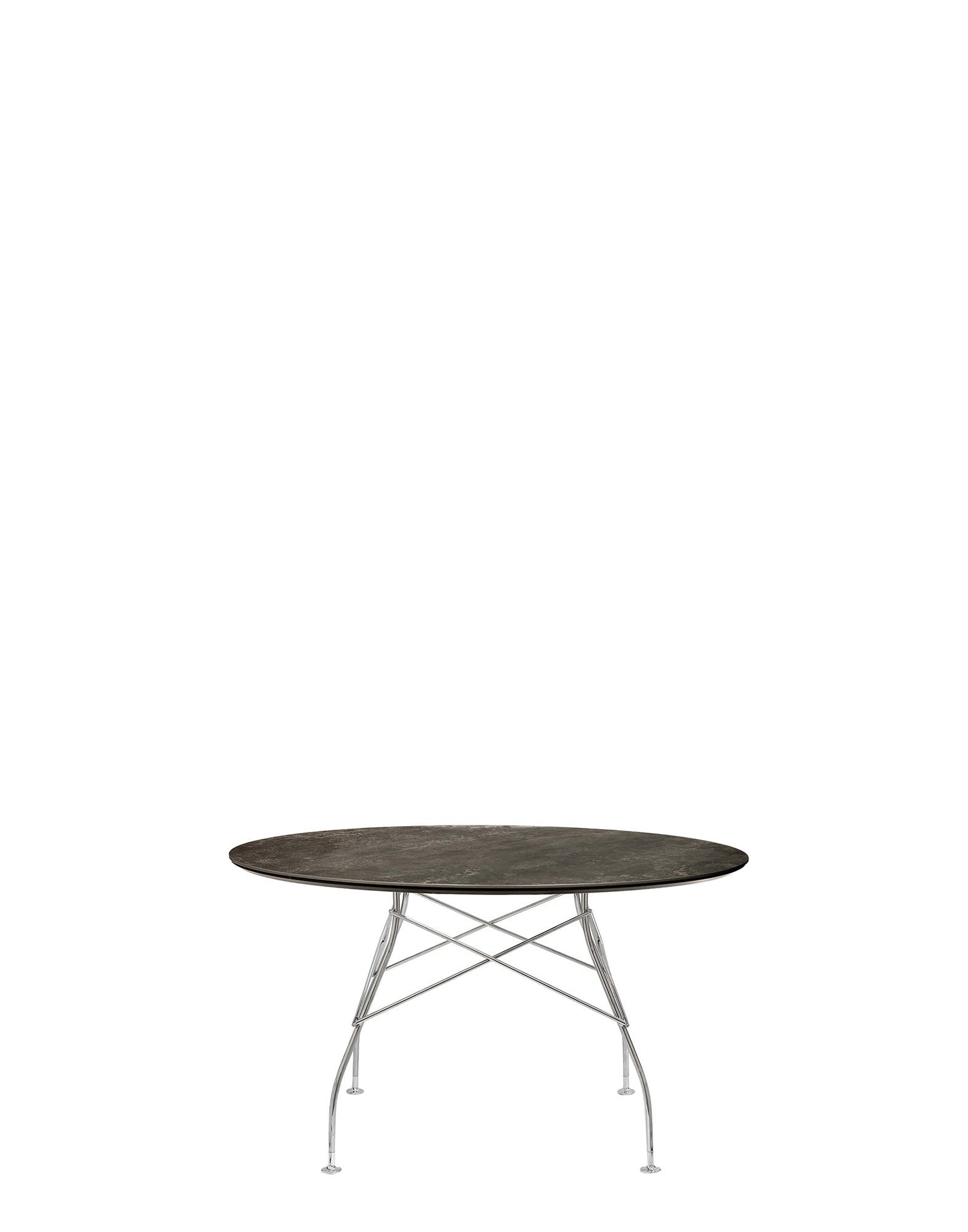 Glossy Round Table by Kartell #AGED BRONZE/CHROME STEEL/