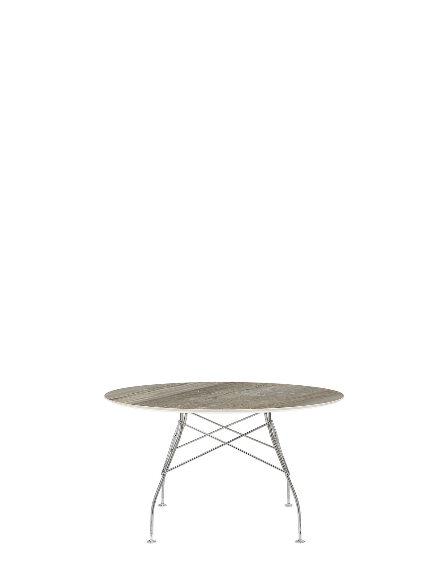 Glossy Round Table by Kartell #TROPICAL GREY/CHROME STEEL/