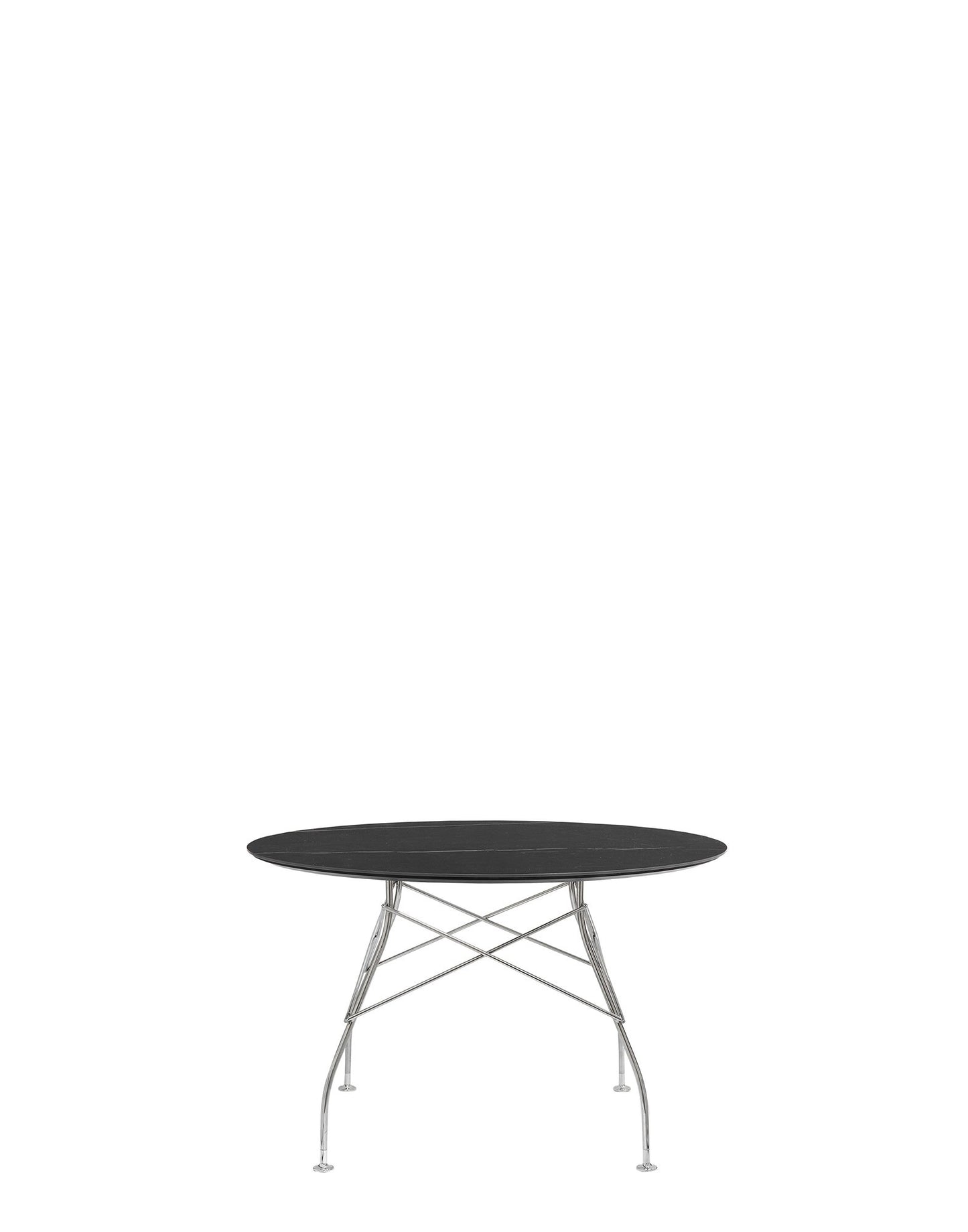 Glossy Marble Round Table by Kartell #BLACK/CHROME STEEL/