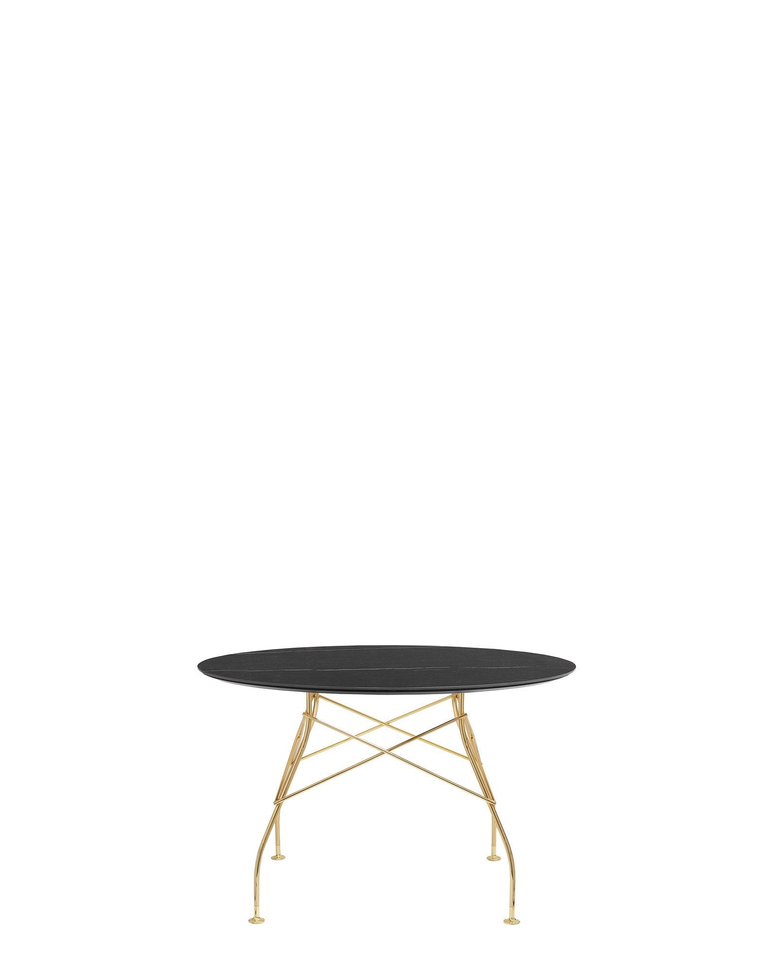 Glossy Marble Round Table by Kartell #BLACK/GOLD CHROME STEEL/