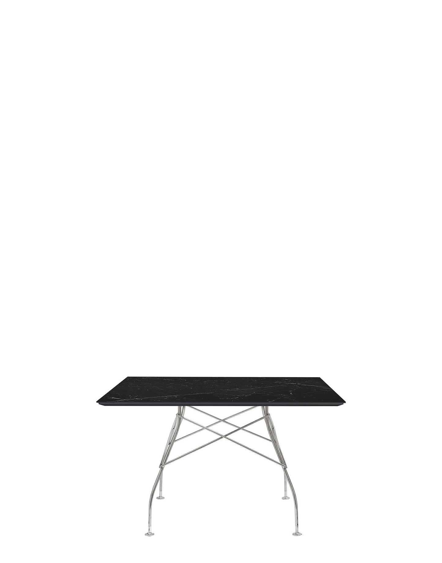 Glossy Marble Square Table by Kartell #BLACK/CHROME STEEL/