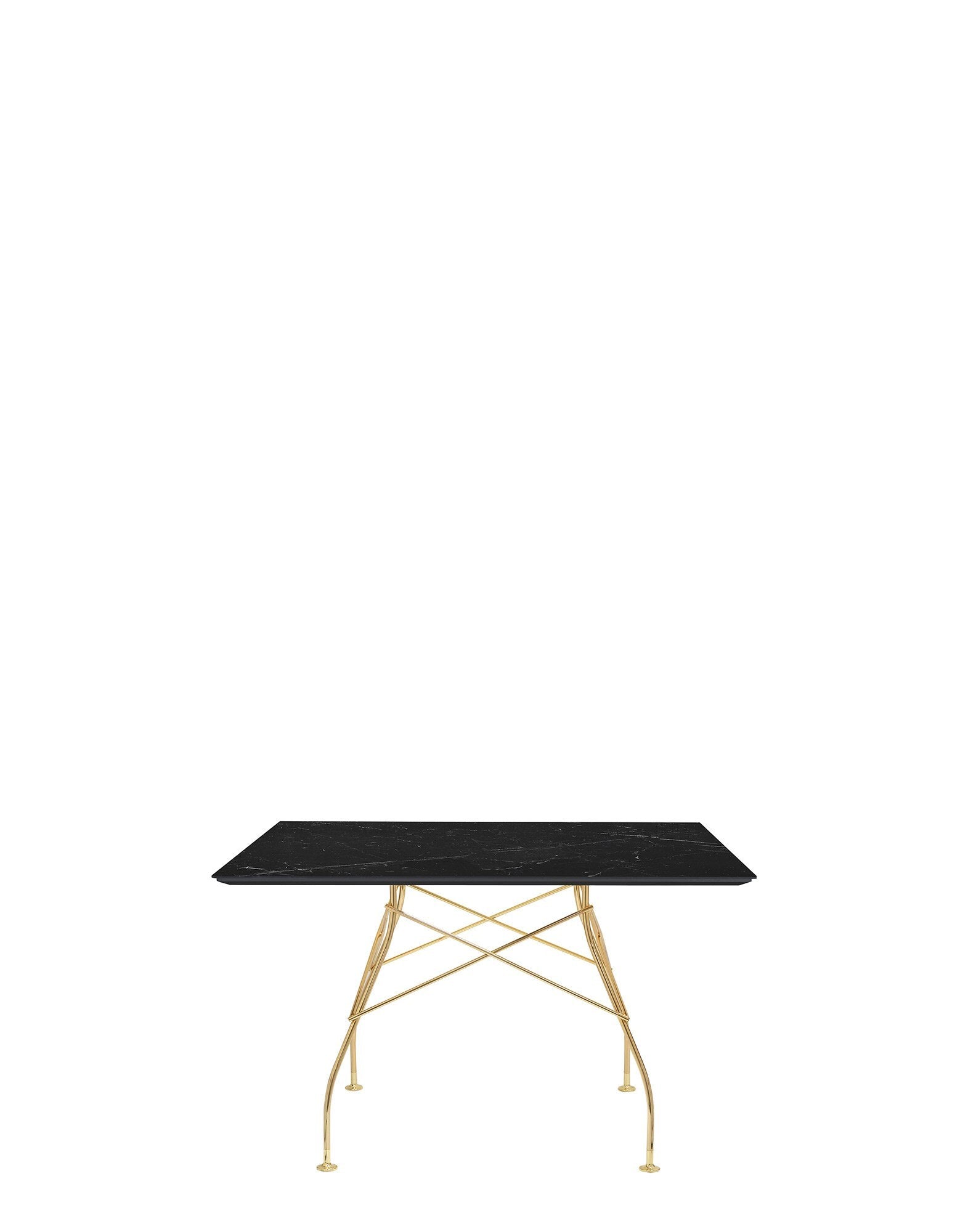 Glossy Marble Square Table by Kartell #BLACK/GOLD CHROME STEEL/