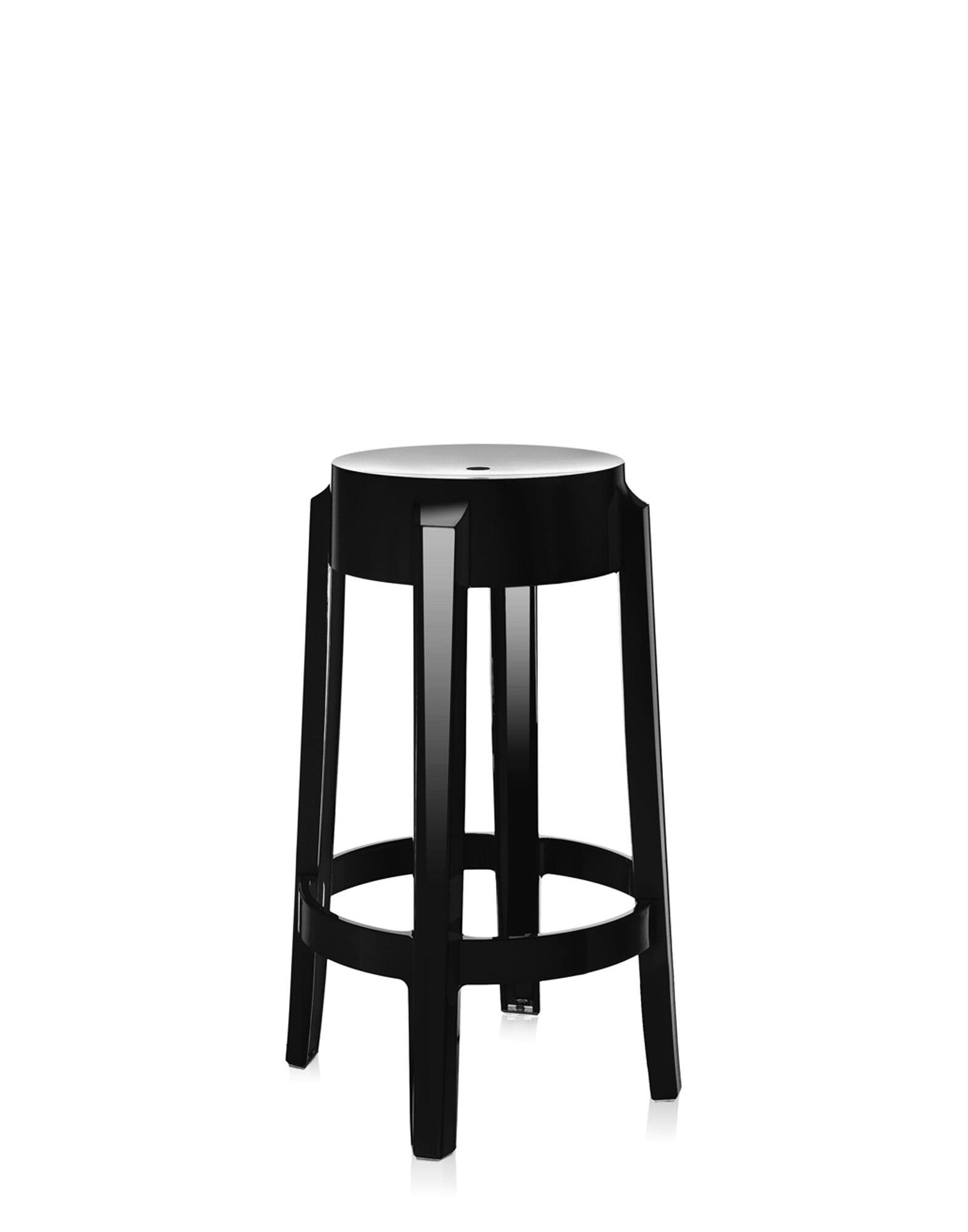 Charles Ghost Bar Stool by Kartell #GLOSSY BLACK/65 CM/