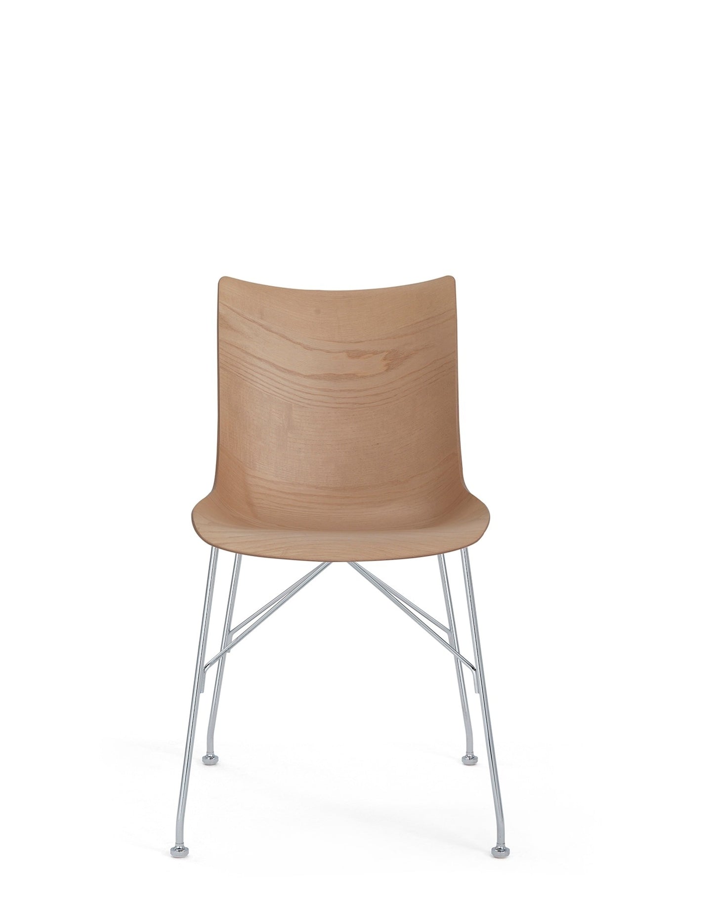 P/WOOD Chair by Kartell #LIGHT WOOD/CHROME/SLATTED ASH/