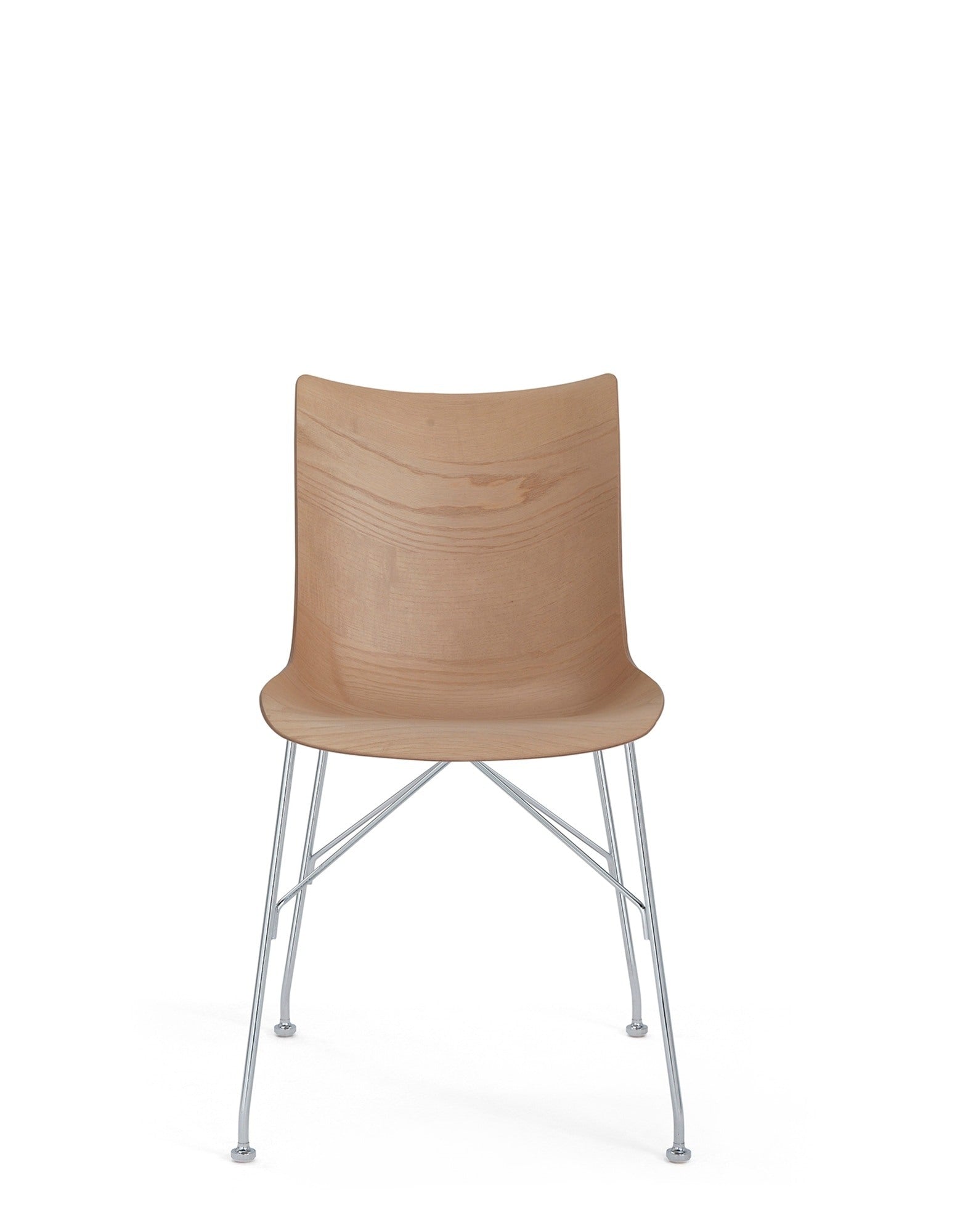 P/WOOD Chair by Kartell #LIGHT WOOD/CHROME/SLATTED ASH/