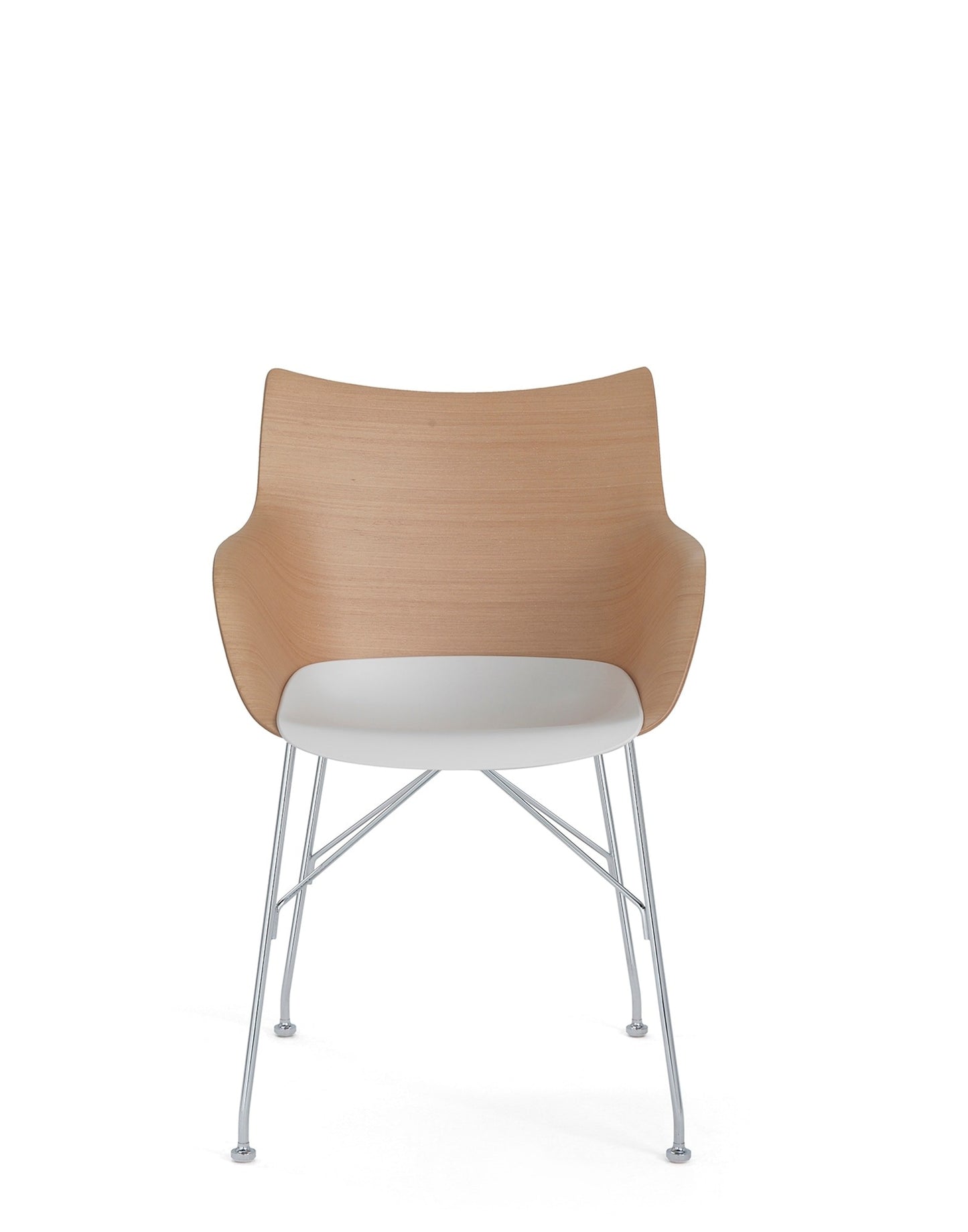 Q/WOOD Armchair by Kartell #BASIC VENEER-LIGHT WOOD/CHROME/WHITE