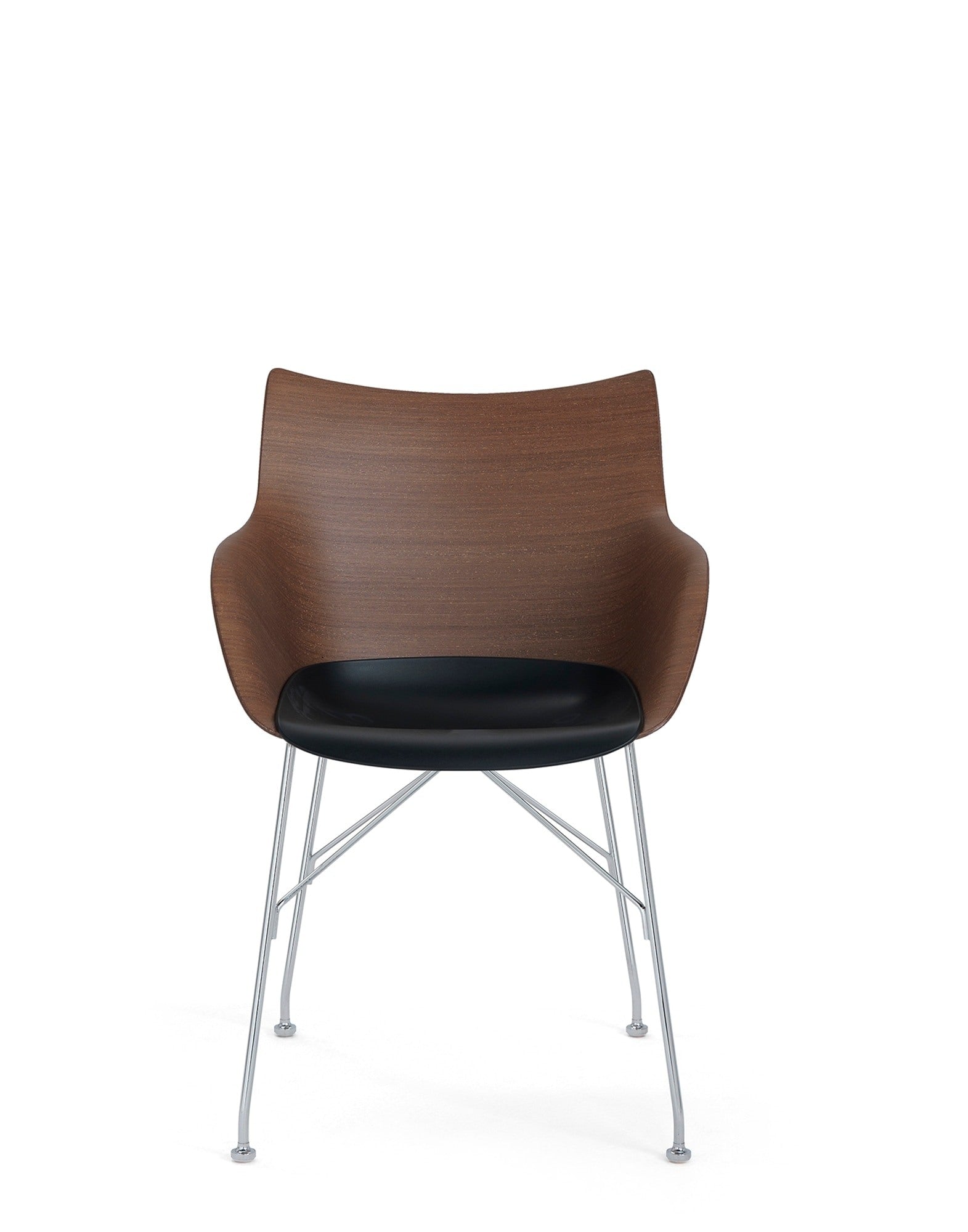 Q/WOOD Armchair by Kartell #BASIC VENEER-DARK WOOD/CHROME/BLACK