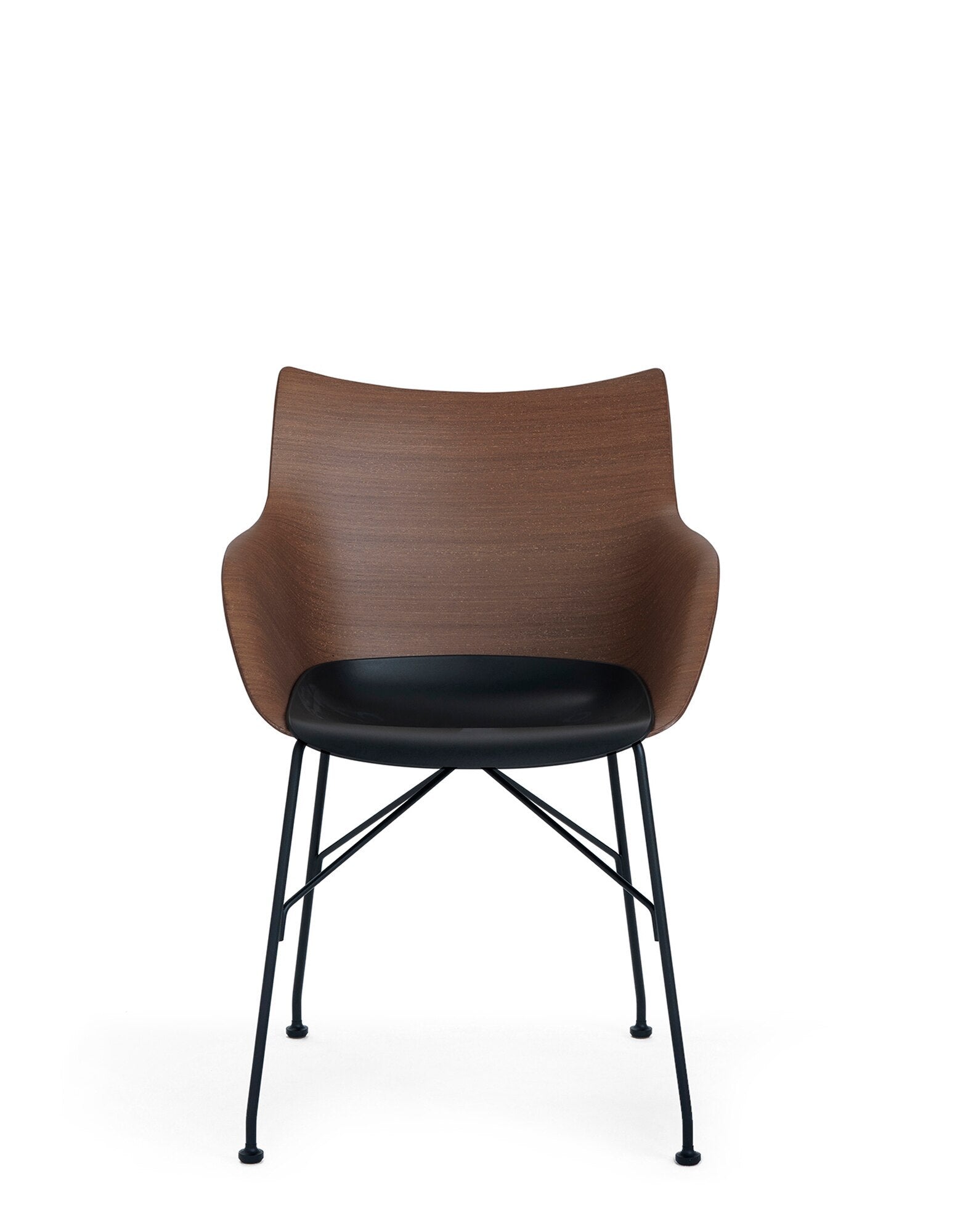 Q/WOOD Armchair by Kartell #BASIC VENEER-DARK WOOD/BLACK/BLACK