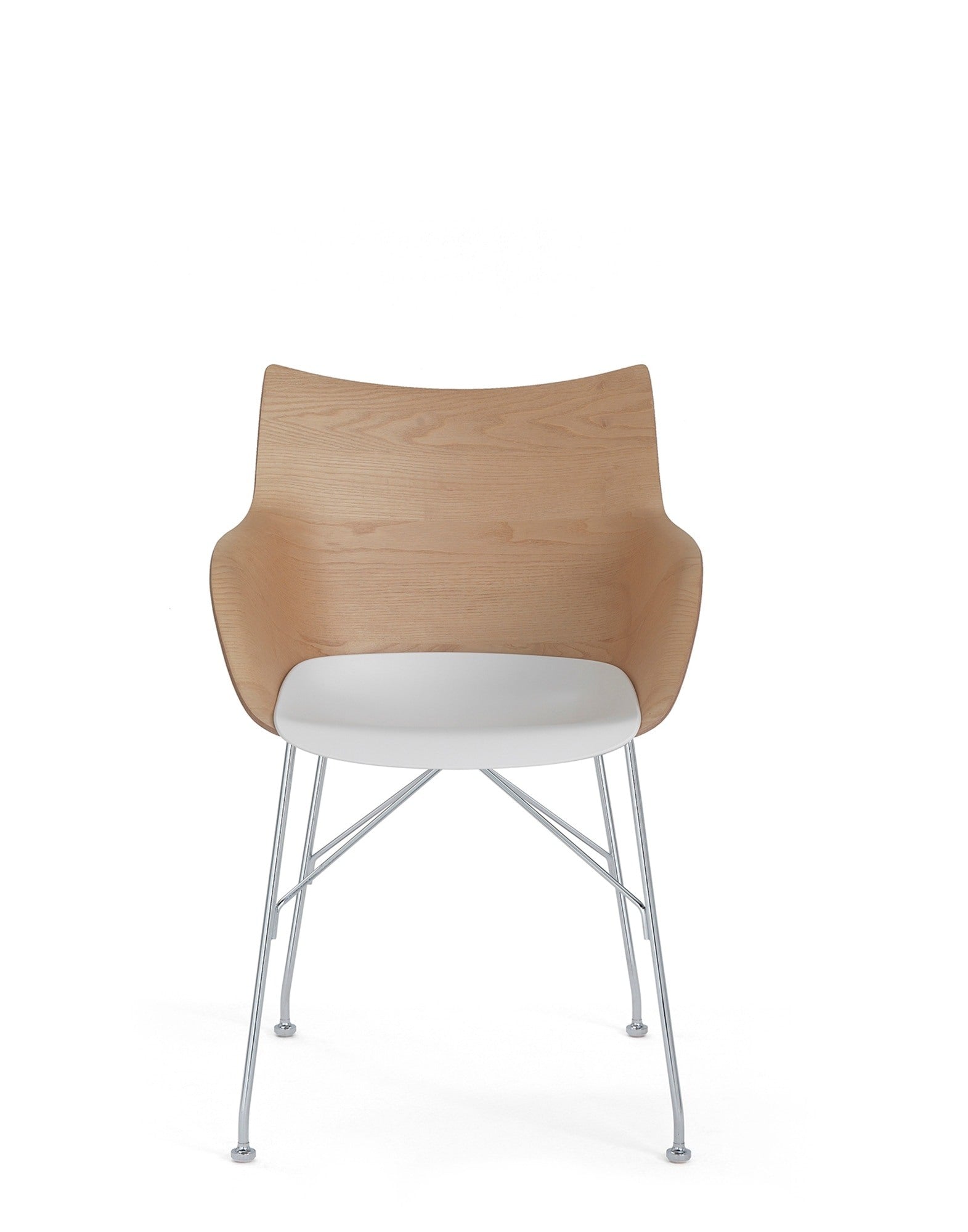 Q/WOOD Armchair by Kartell #SLATTED ASH-LIGHT WOOD/CHROME/WHITE