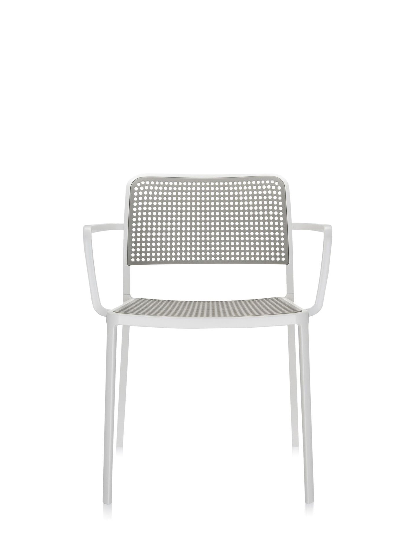 Audrey Armchair by Kartell #LIGHT GREY/WHITE PAINTED STEEL/