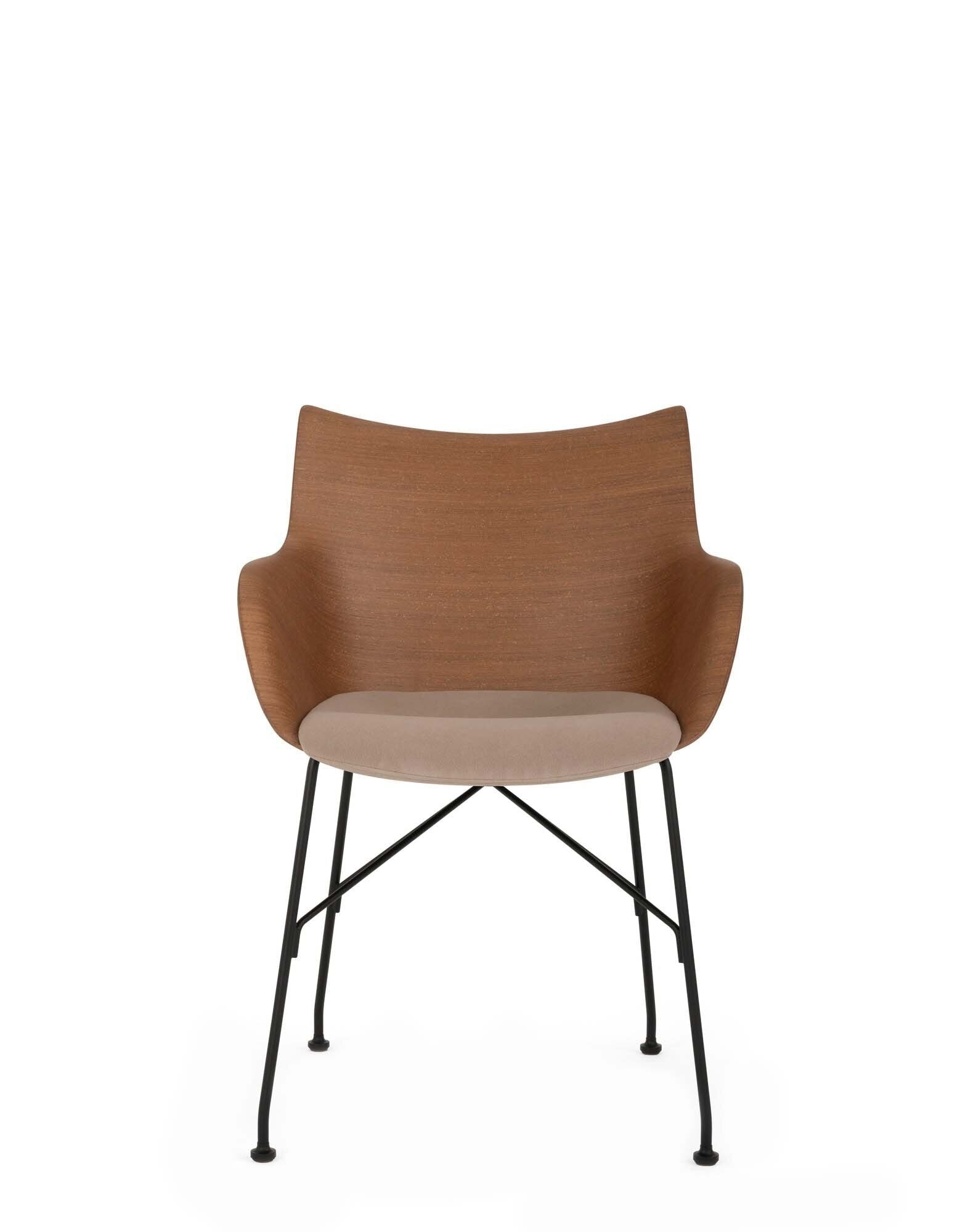 Q/WOOD Armchair (Seat Upholstery) by Kartell #DARK WOOD/BLACK/ECRÙ