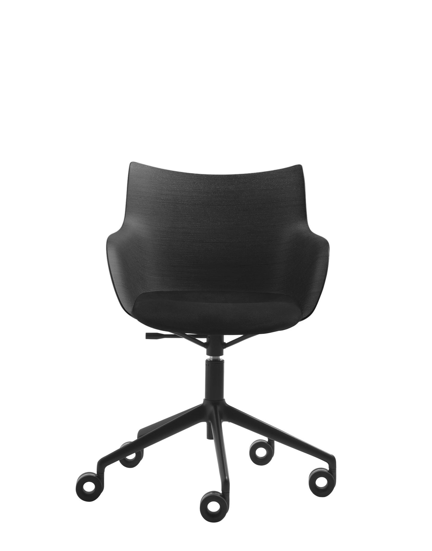 Q/WOOD Swivel Armchair (Seat Upholstery) by Kartell #BLACK WOOD/BLACK/BLACK