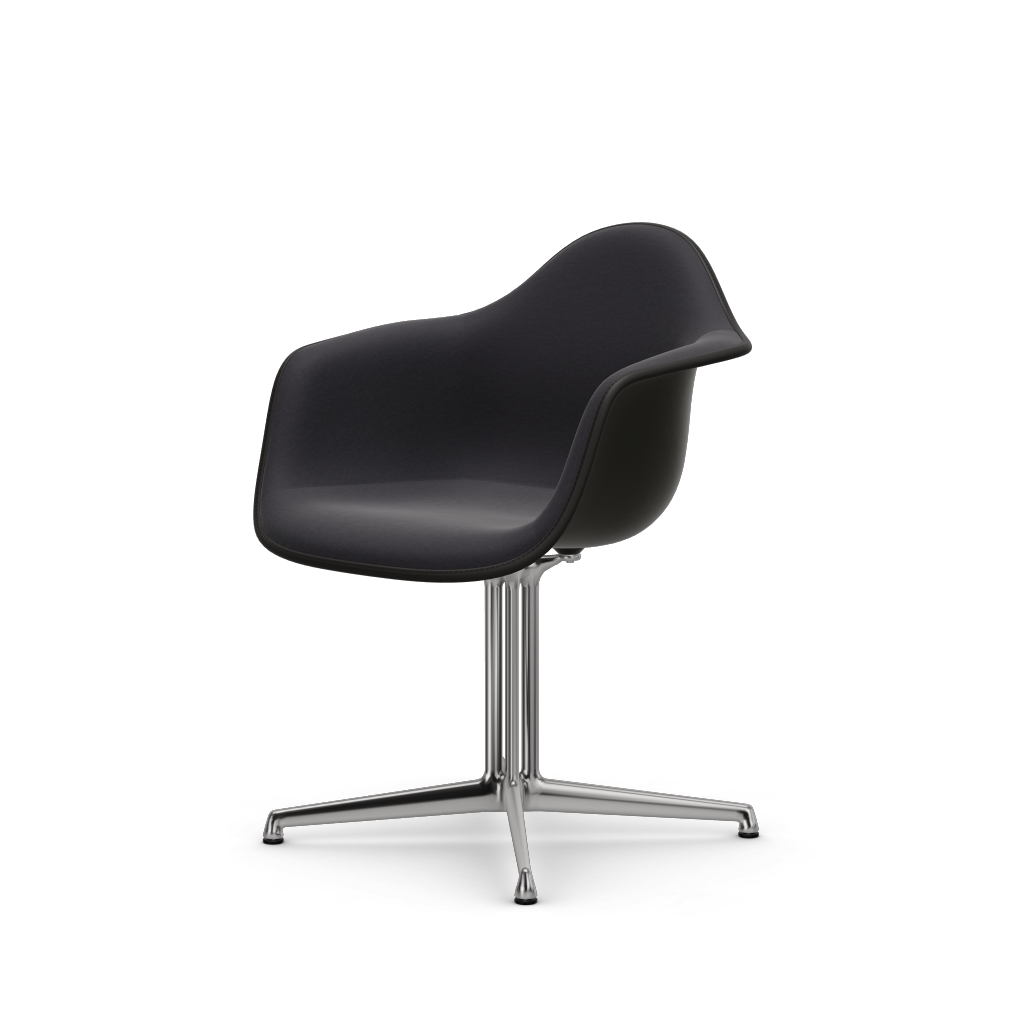 Eames Plastic Armchair DAL (with full upholstery) (Colour of seat shell - deep black) (Request Info)