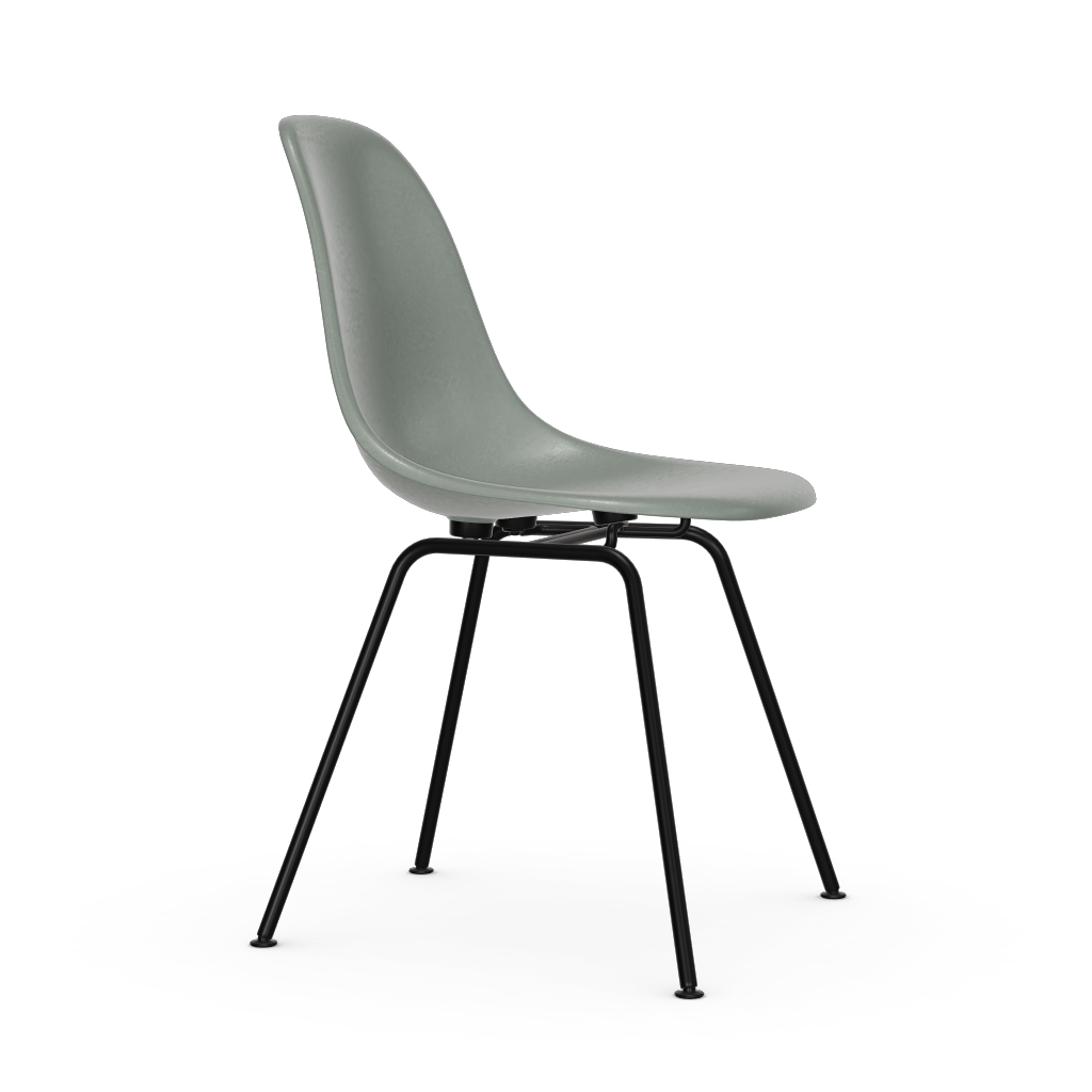 Eames Fiberglass Side Chair Dsx (Without Upholstery) by Vitra #powder-coated basic dark / Eames sea foam green